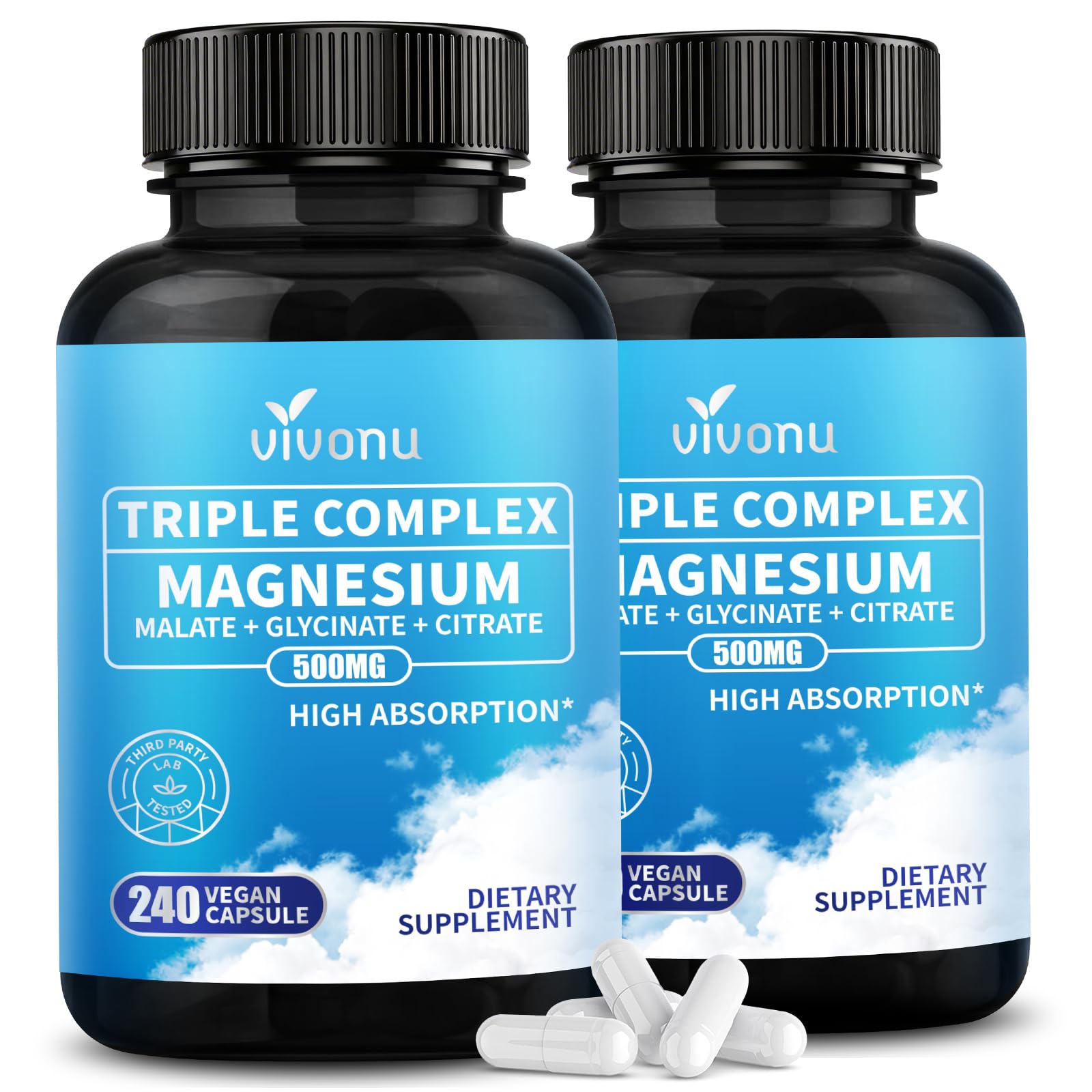VivoNu Triple Magnesium Complex Capsules, 480 Capsules