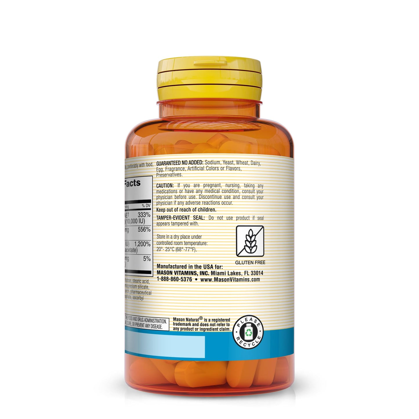 MASON NATURAL Vitamin E, C & A (Beta Carotene) - High Potency Antioxidant Formula to Fight Free Radicals and Support Overall Health*, 60 Tablets