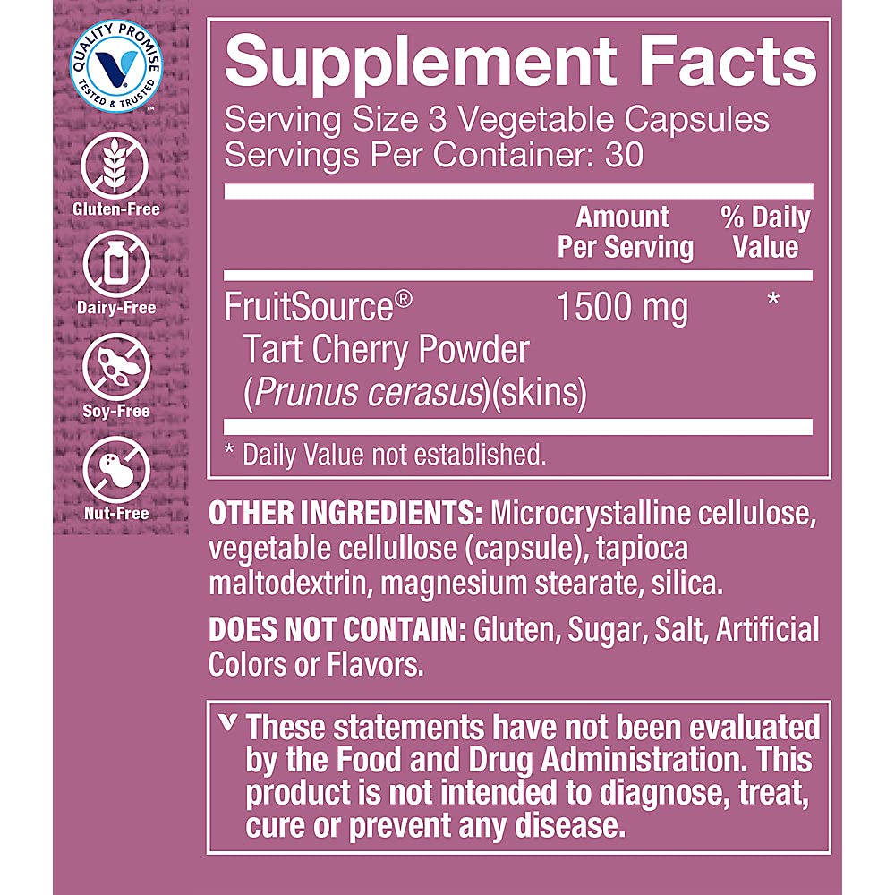 The Vitamin Shoppe Tart Cherry Extract Post-Workout Recovery & Antioxidant Freeze-Dried Montmorency, Non-GMO, 90 Capsules