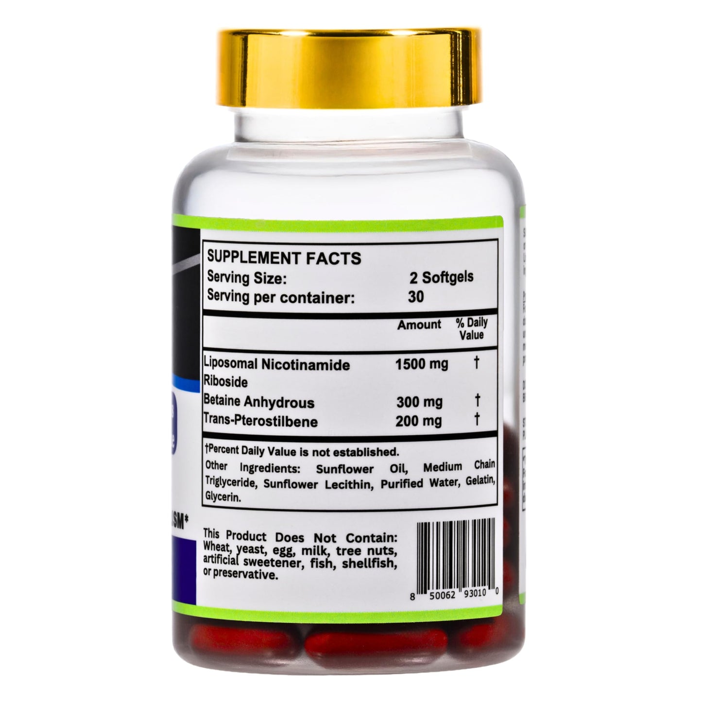 Nikoni Liposomal NAD+ 2000 mg with TMG and Pterostilbene Softgels, 60 Count