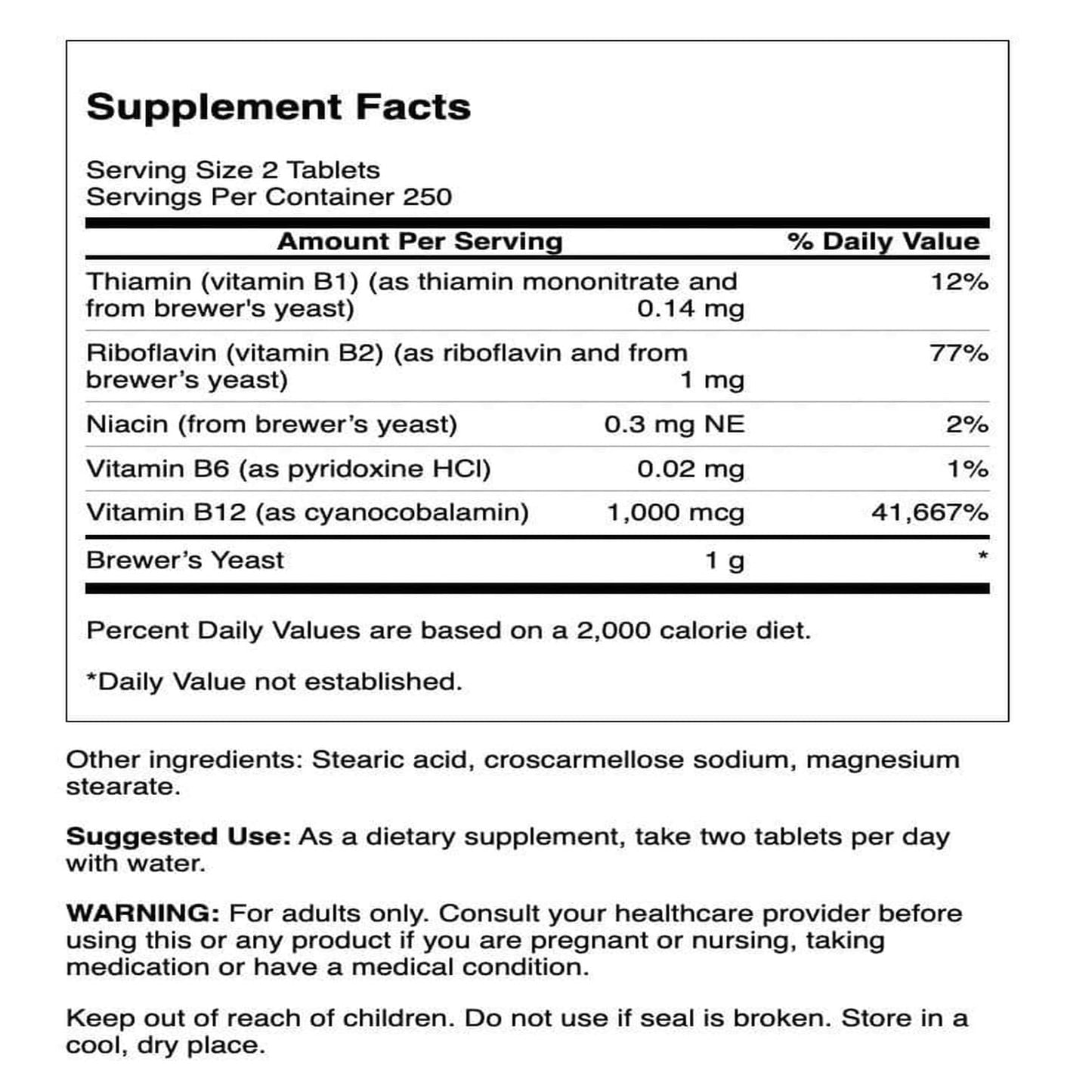 Swanson Brewer's Yeast - B Complex Vitamin Formula Tablets 1000