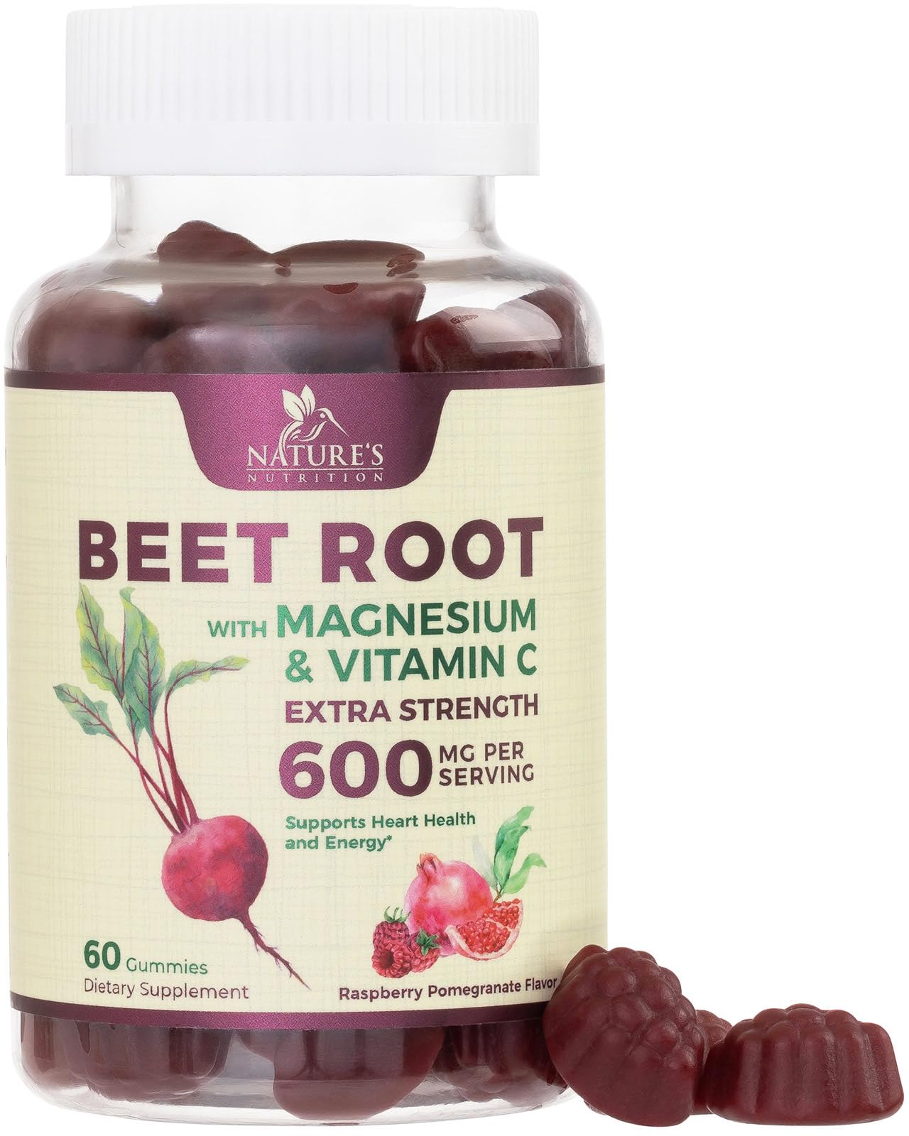 Nature's Nutrition Beet Root Gummies, 60 Count