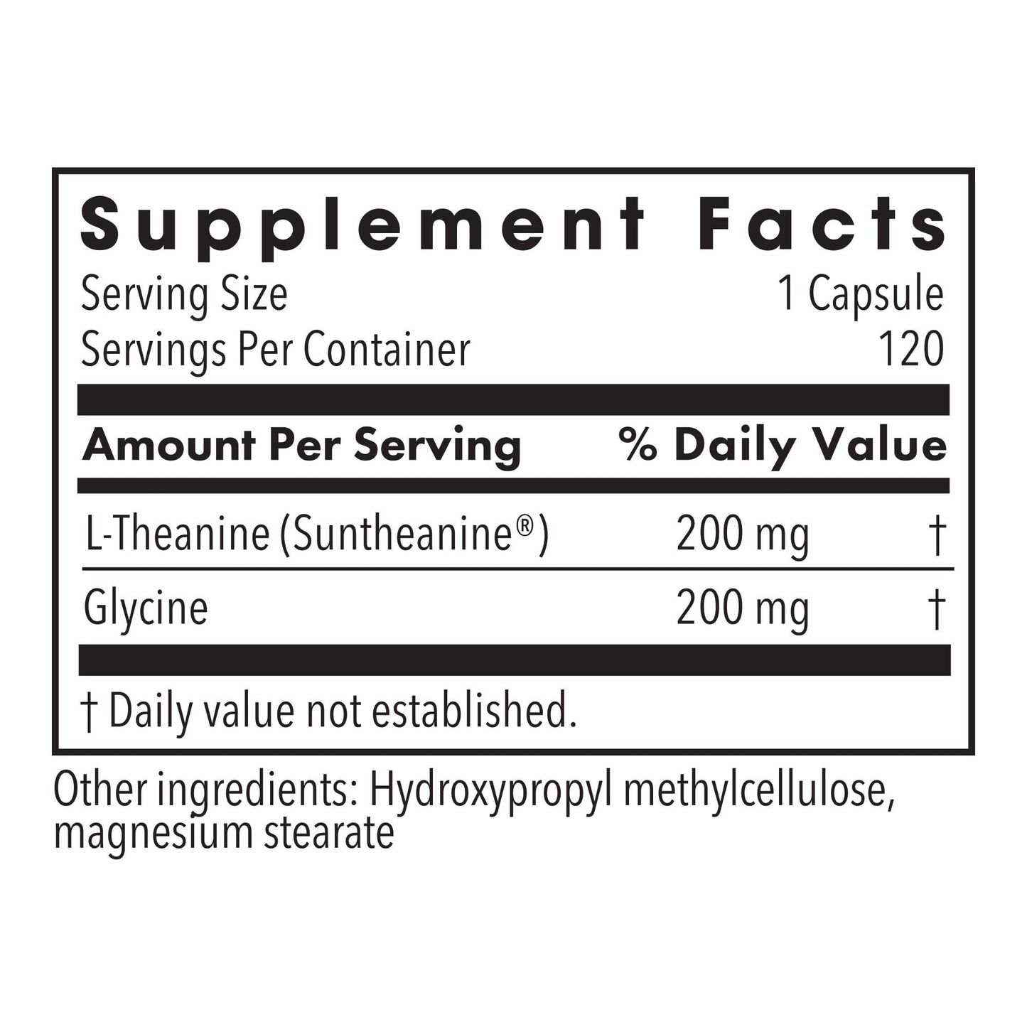 Metabolic Maintenance L-Theanine 200mg with Glycine Capsule 120 Count