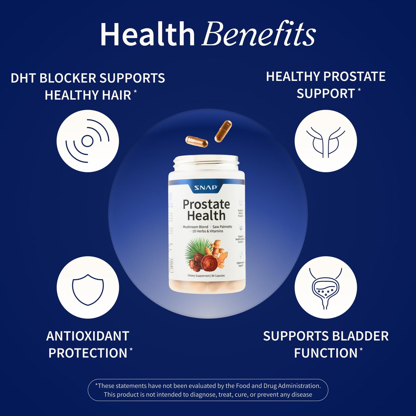 Snap Supplements Prostate Health Supplements for Men Capsules, 90 Count