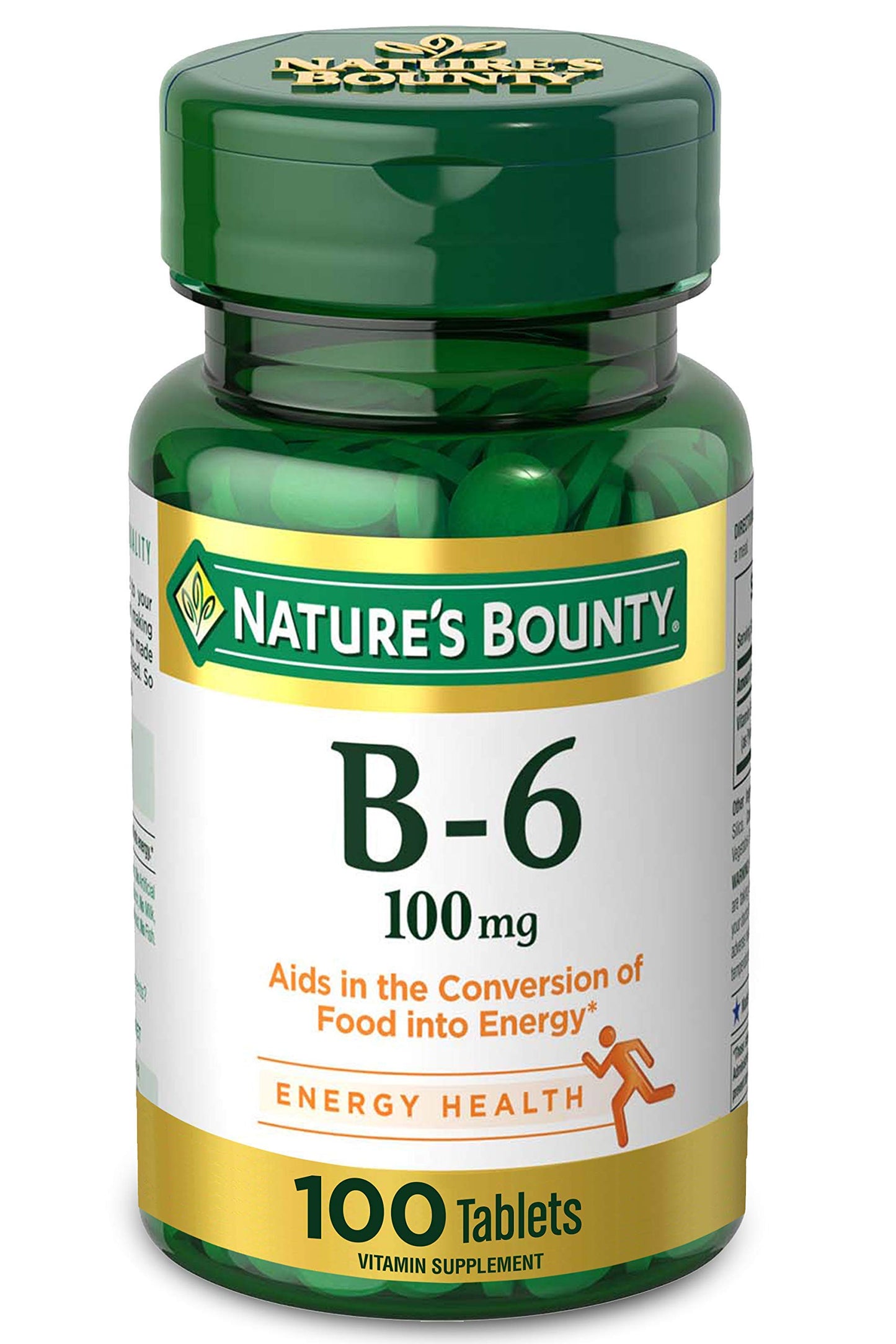 Nature's Bounty Vitamin B6 100 mg Tablets, 100 Count