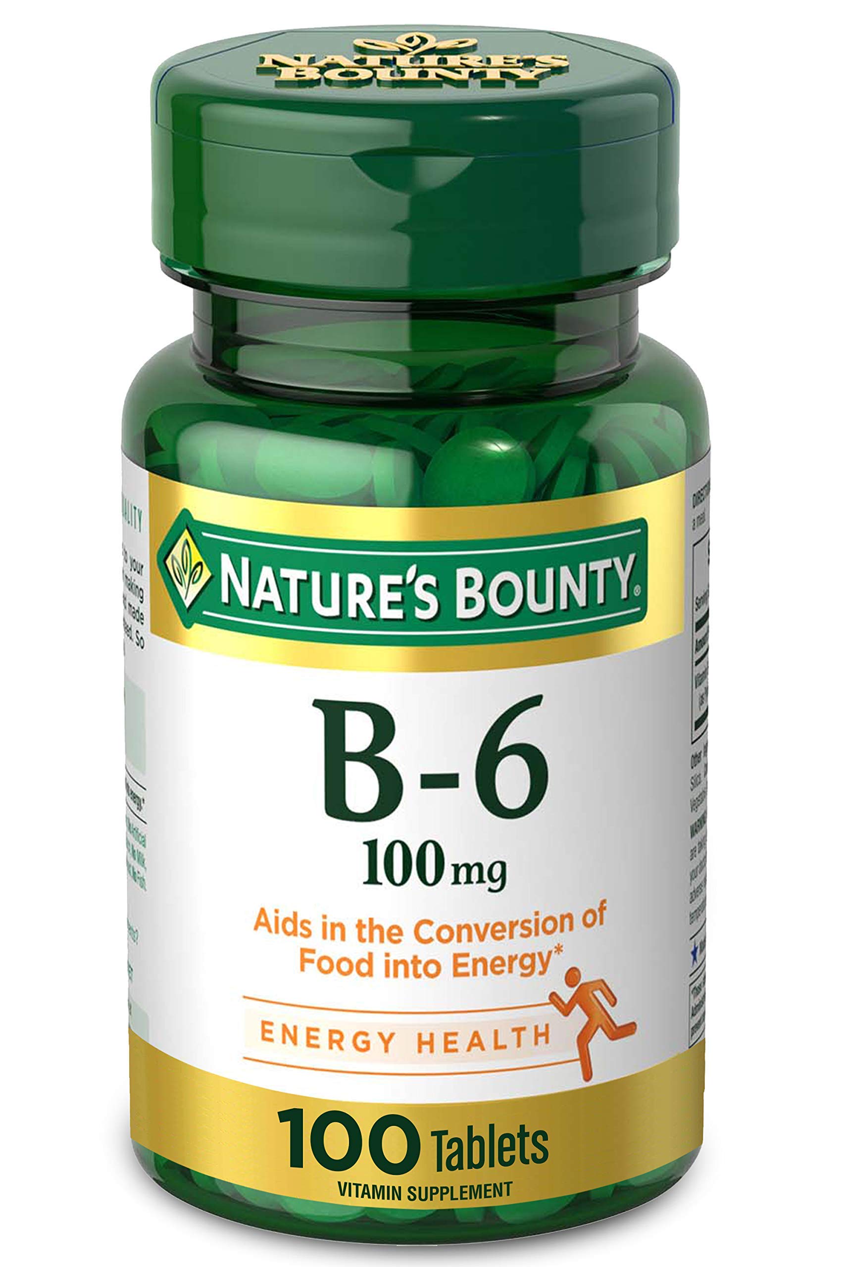 Nature's Bounty Vitamin B6 100 mg Tablets, 100 Count