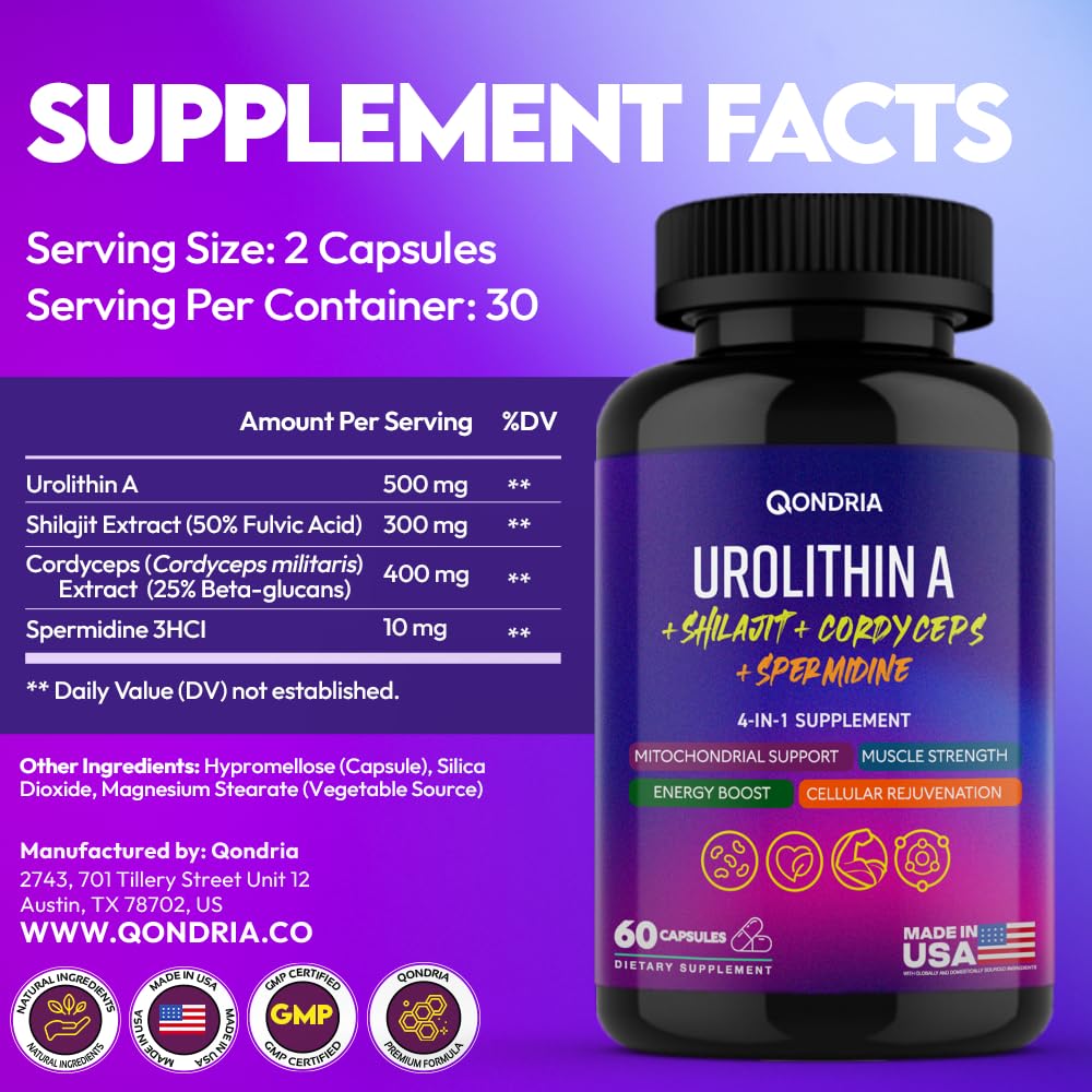 QONDRIA Urolithin A Supplement Capsule, 60 Count