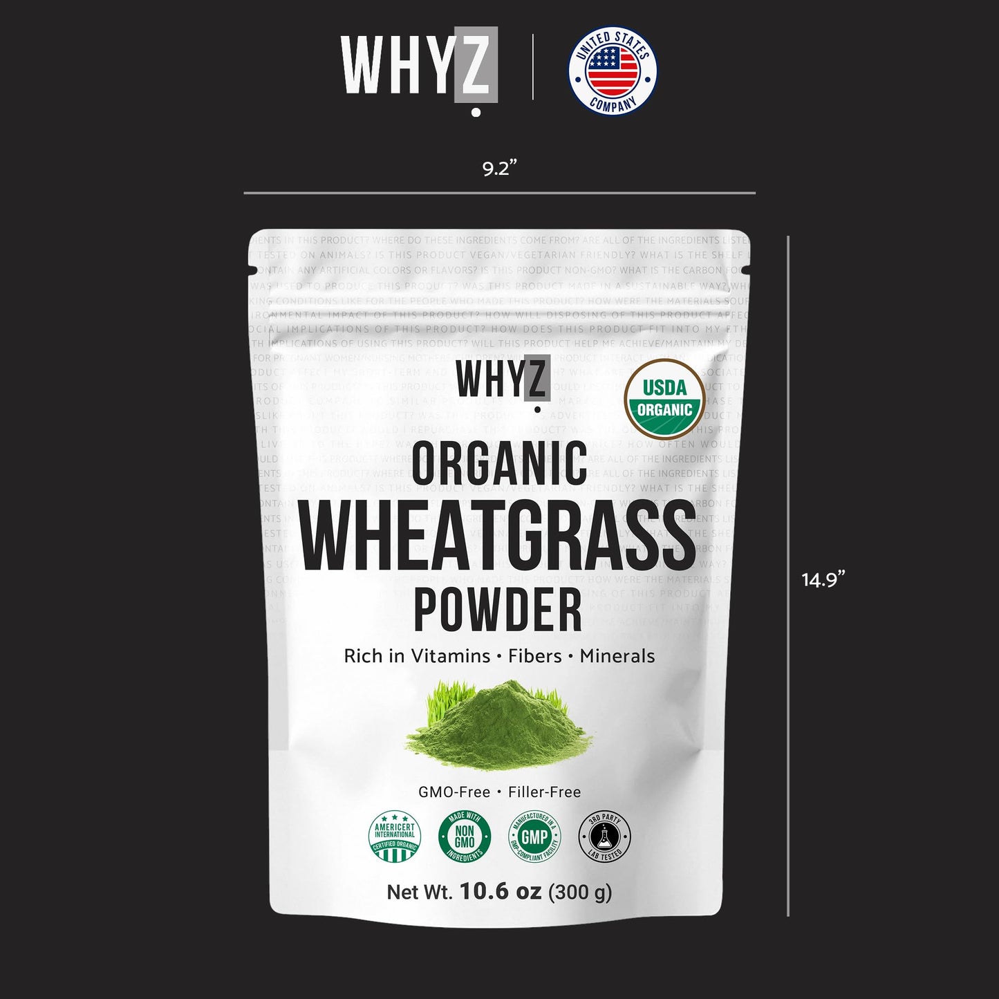 WHYZ Organic Wheat Grass Powder 10.6 Ounce
