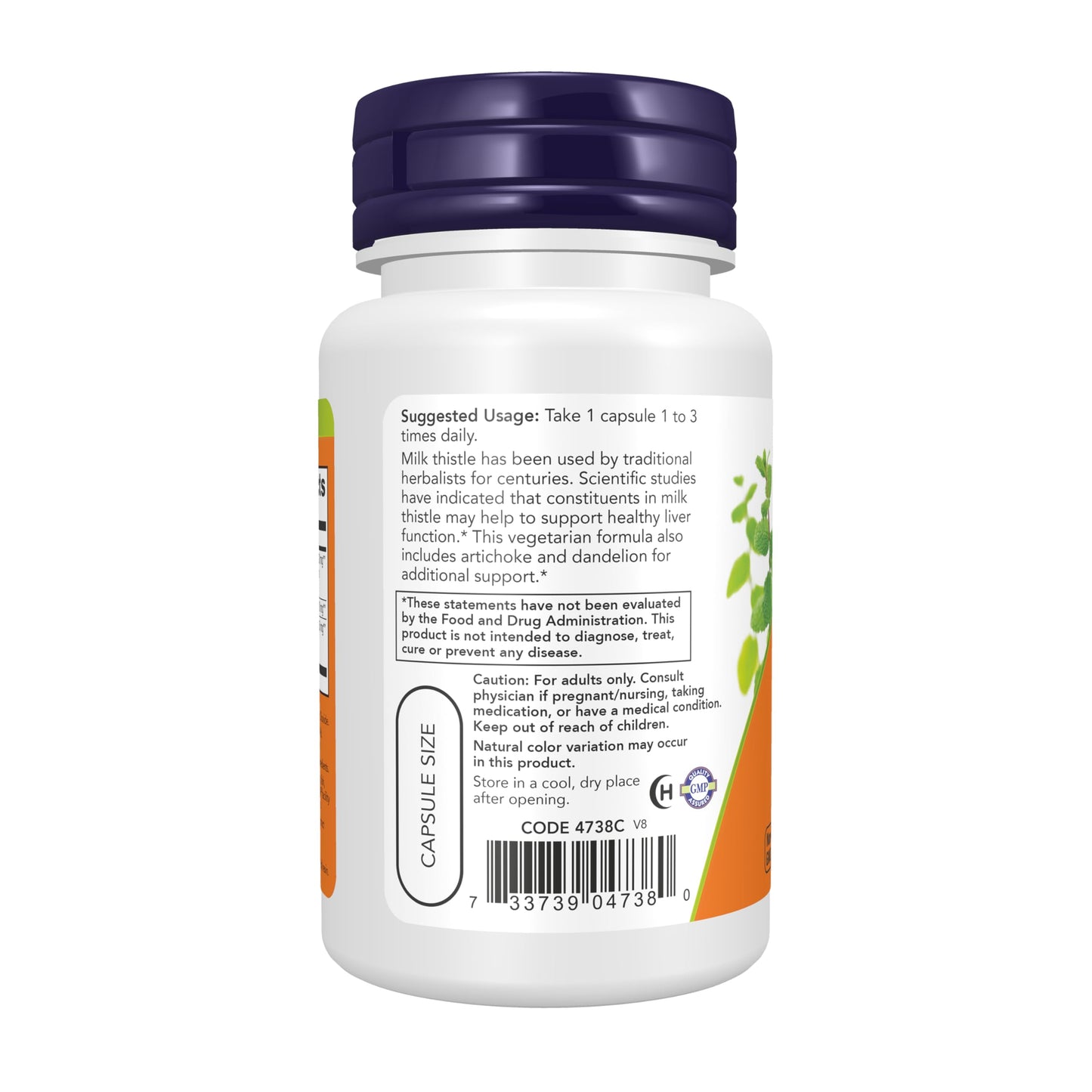NOW Foods Silymarin Milk Thistle Extract 300 mg with Artichoke and Dandelion, Double Strength, 50 Veg Capsules