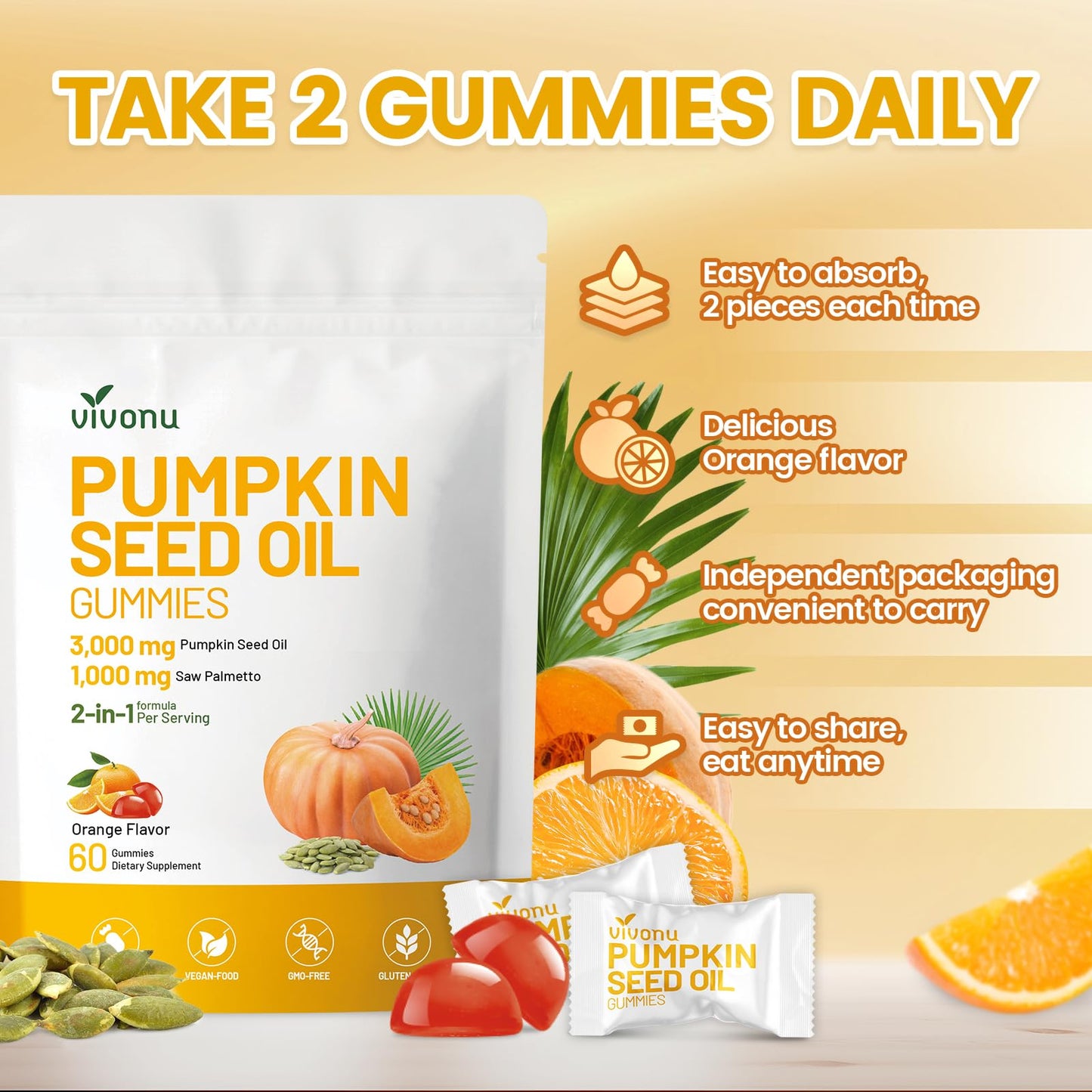 VivoNu Organic Pumpkin Seed Oil Capsule, 180 Count