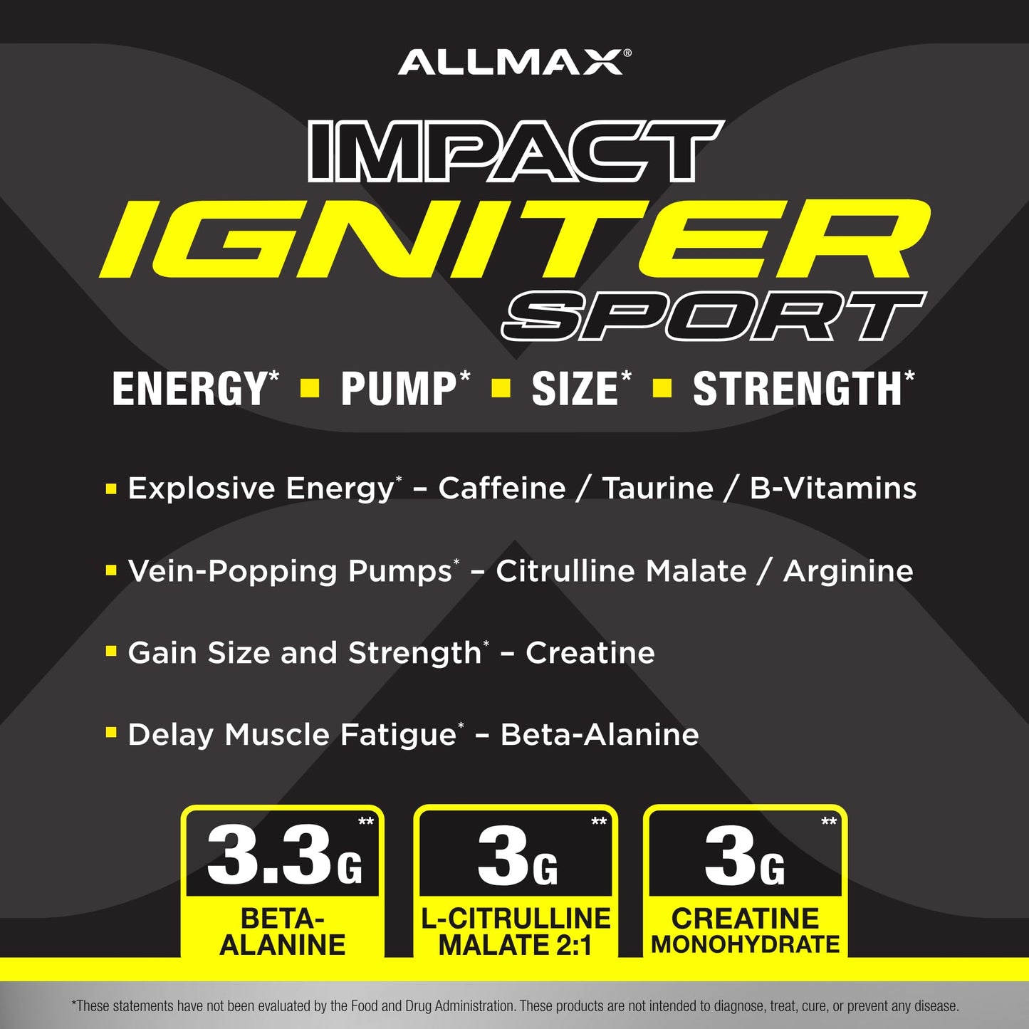 ALLMAX IGNITER Sport Pre-Workout Powder, Peach Mango, 320 g, 50 Servings
