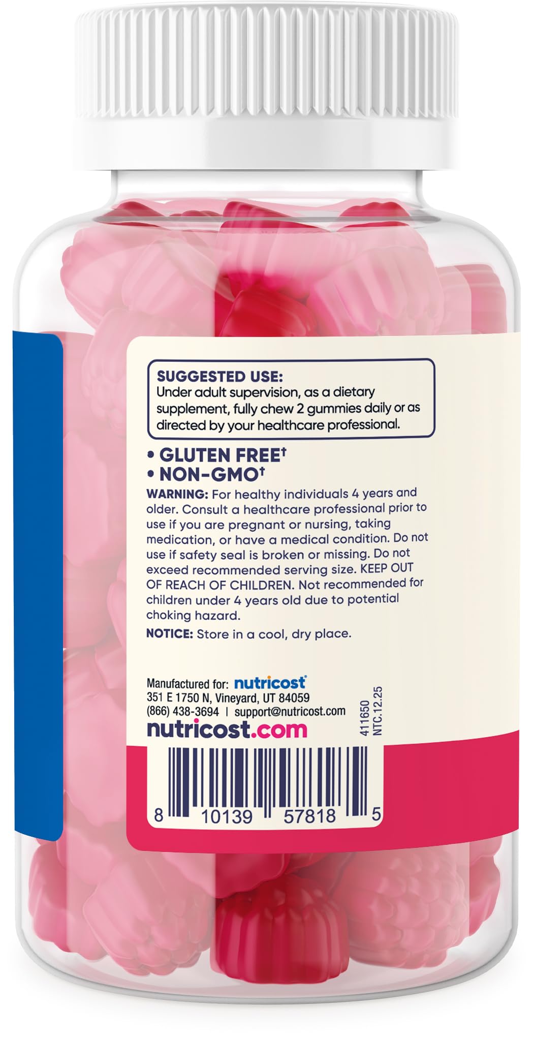 Nutricost Kids Fiber Gummies Berry, 60 Gummies