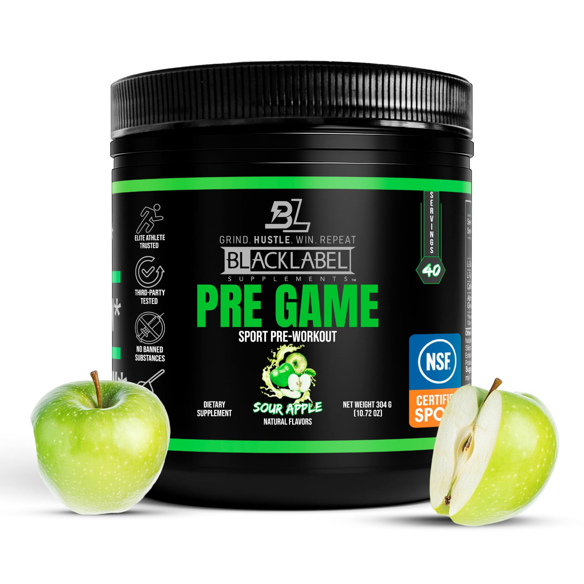 BLACKLABEL Supplements PRE-Game NSF Certified for Sport Pre-Workout Powder 10.72 oz