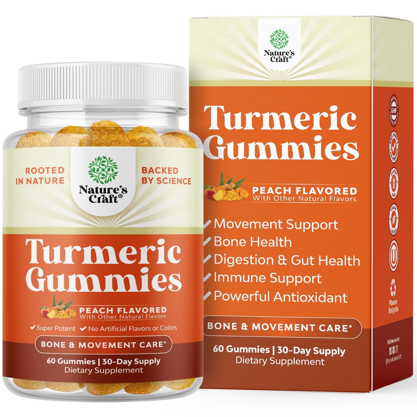 Natures Craft Turmeric Curcumin Immune Support Gummies, 60 Count