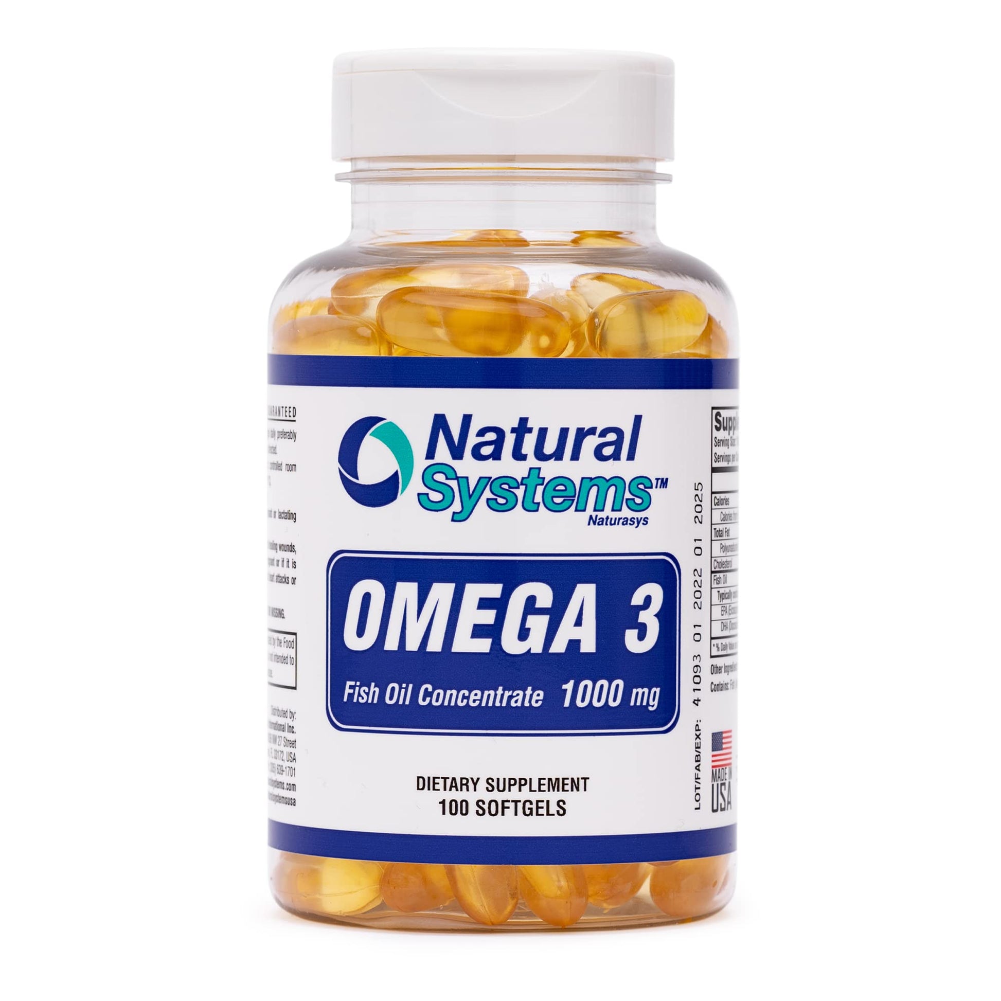 Natural Systems Naturasys Omega 3 1000mg Fish Oil Capsules, 100 Count