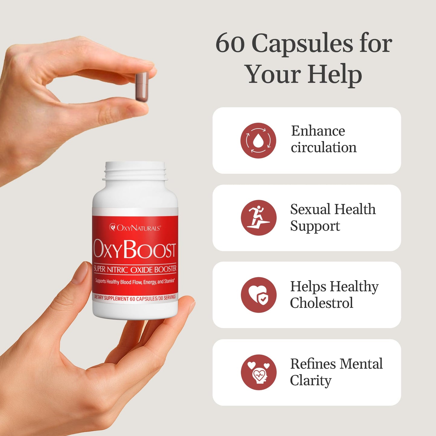 OxyNaturals OxyBoost Nitric Oxide Supplement 60 Capsules