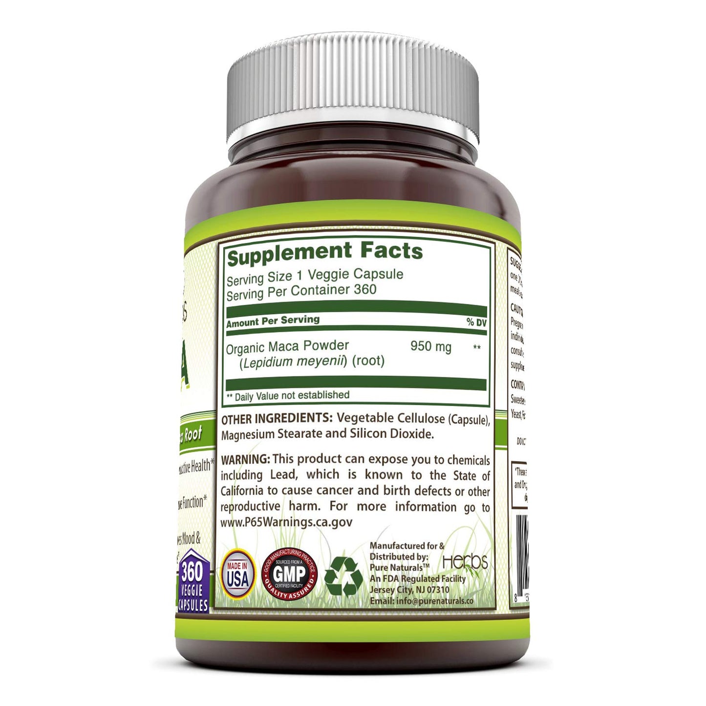 Pure Naturals Maca Supplement Capsules, 360 Capsules