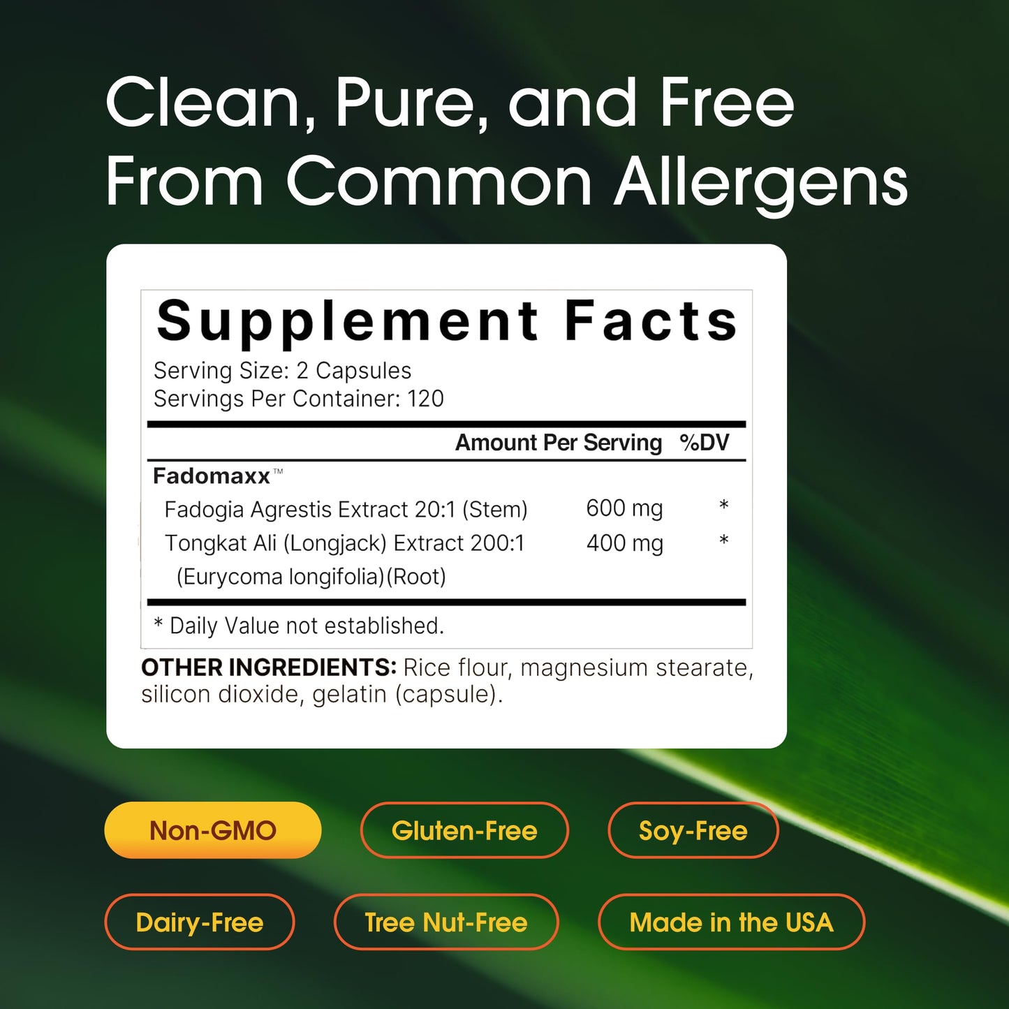 NatureBell Fadogia Agrestis 600mg & Tongkat Ali 400mg Capsules, 240 Count