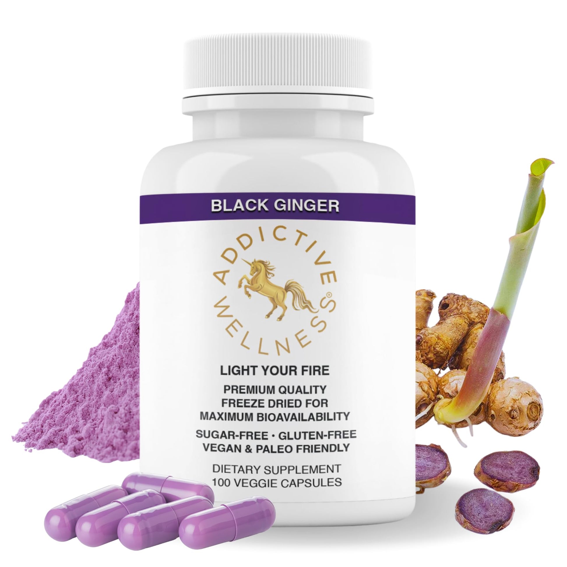 Addictive Wellness Thai Black Ginger Capsules 100 Count