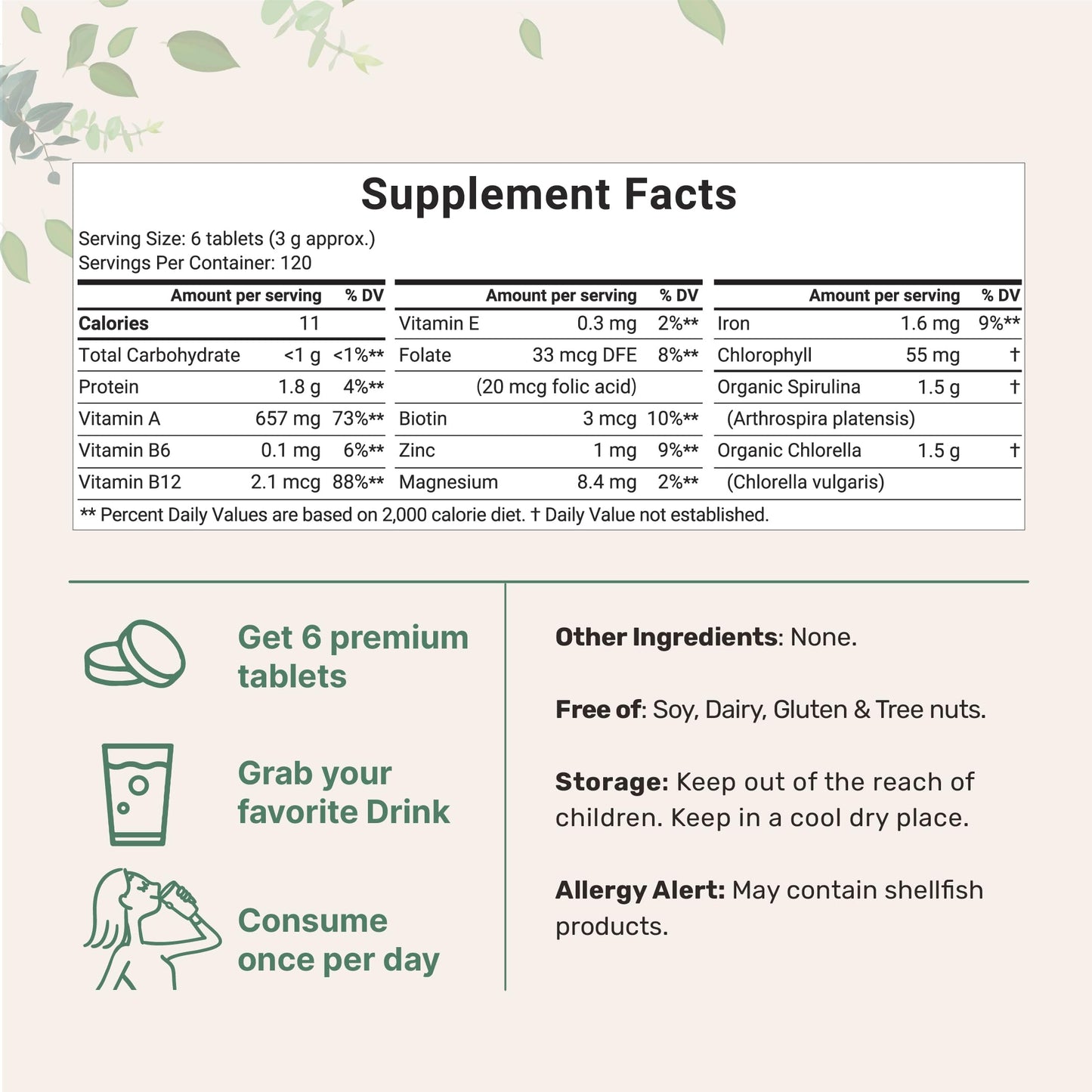 Micro Ingredients Organic Chlorella Spirulina 3000mg Tablets, Vitamin D3 5000IU + K2 100mcg Bundle, 2 Pack