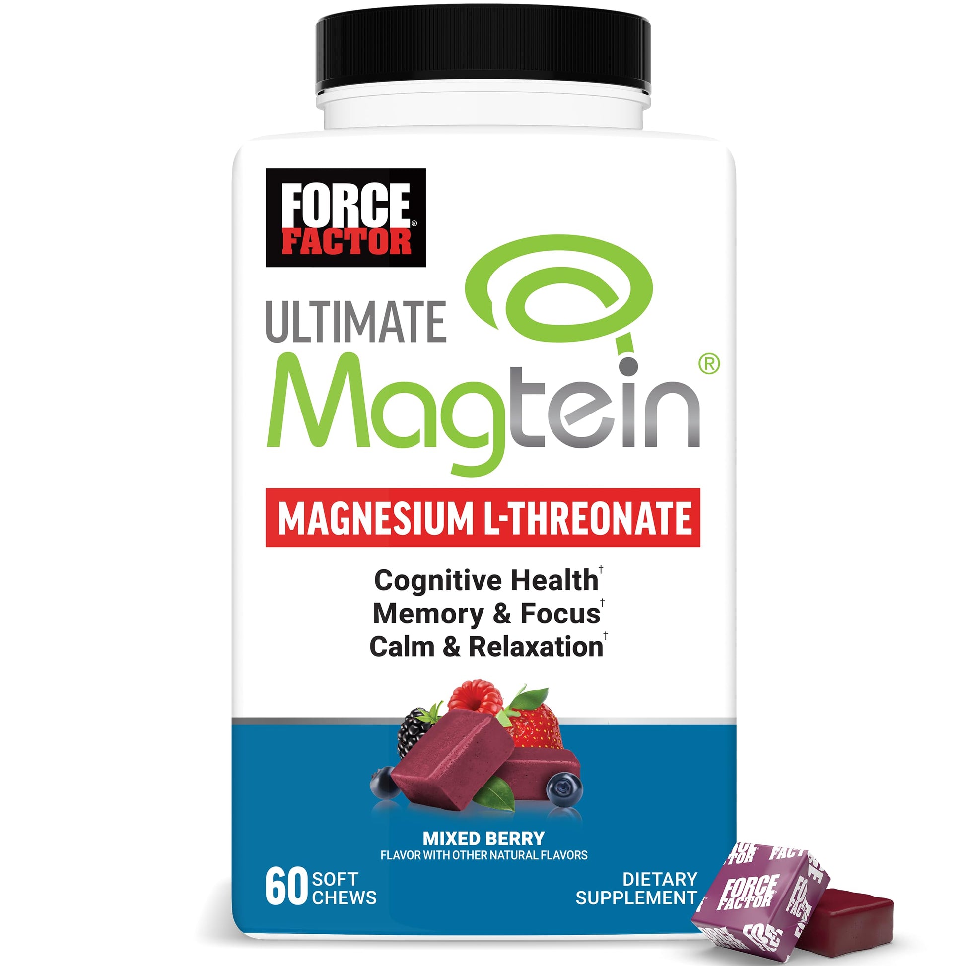 Force Factor Ultimate Magtein Magnesium L-Threonate 2000mg Soft Chews, 60 Count