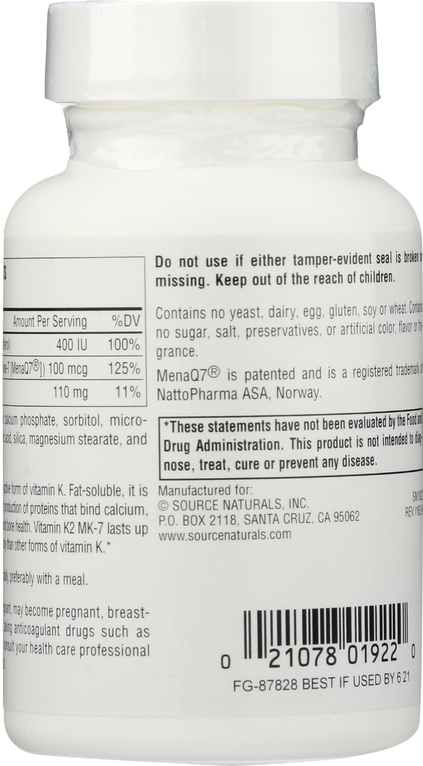 Source Naturals Vitamin K2 + D3 Bone & Heart Health Complex 60 Tablets