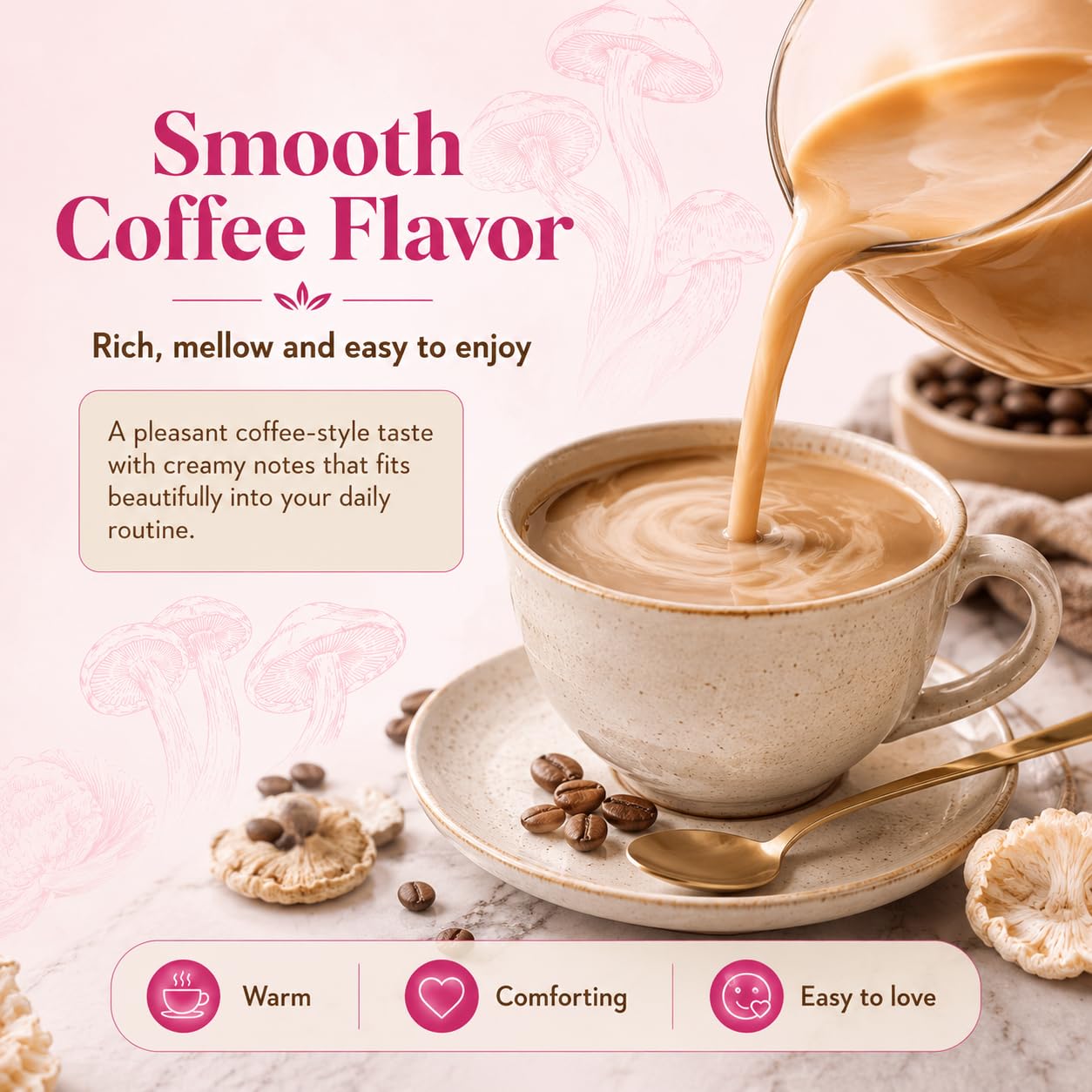 Suiyilary Mushroom Coffee with Collagen Powder, 5.3 oz, 30 Servings