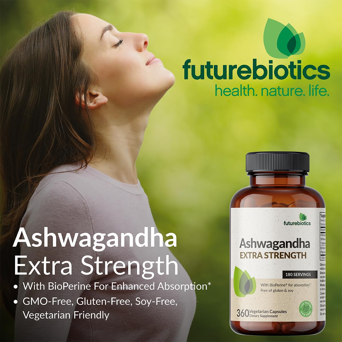 Futurebiotics Ashwagandha Extra Strength Stress & Mood Support Capsule, 120 Count