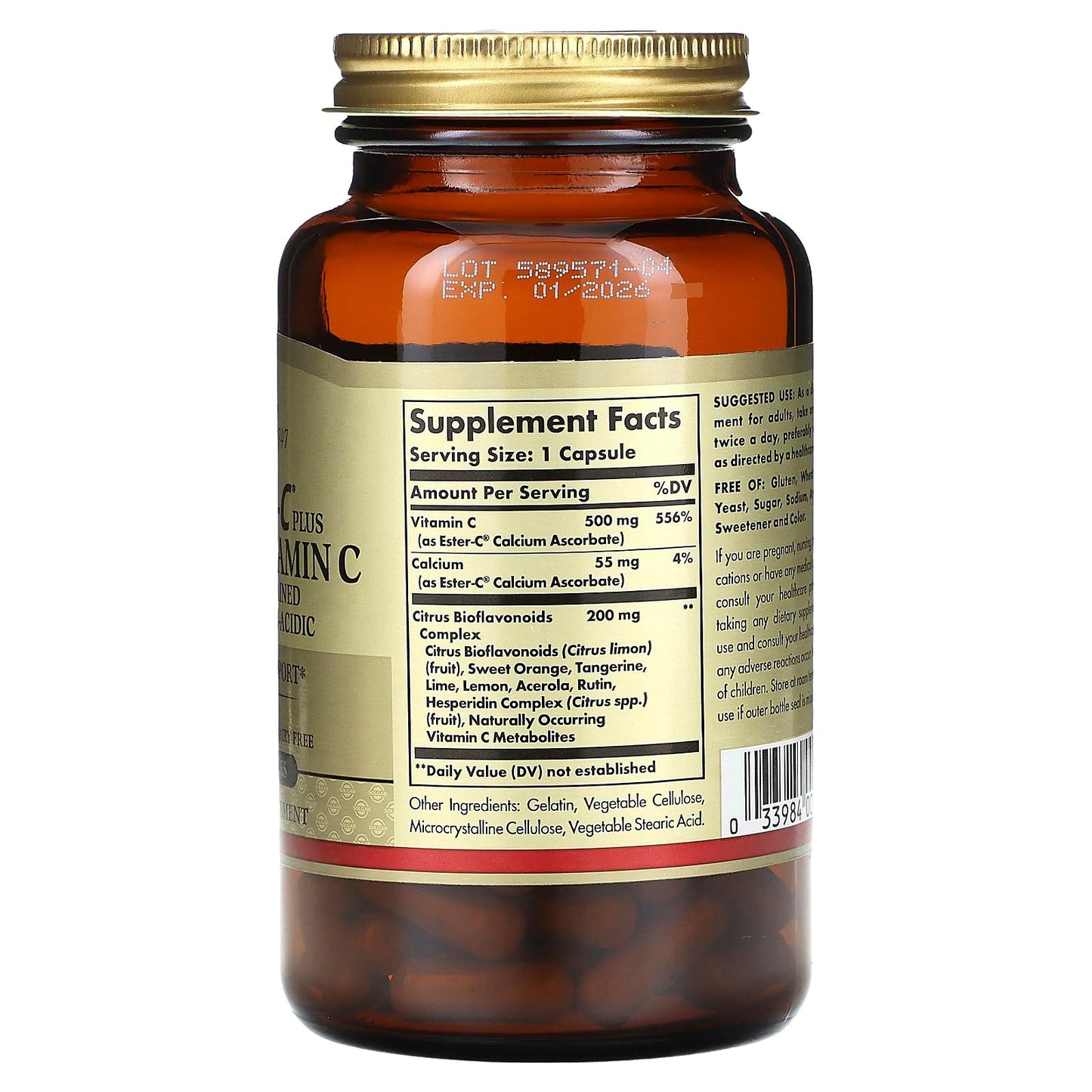 Solgar Ester-C Plus 500 mg Vitamin C with Citrus Bioflavonoids Capsules 90 Count