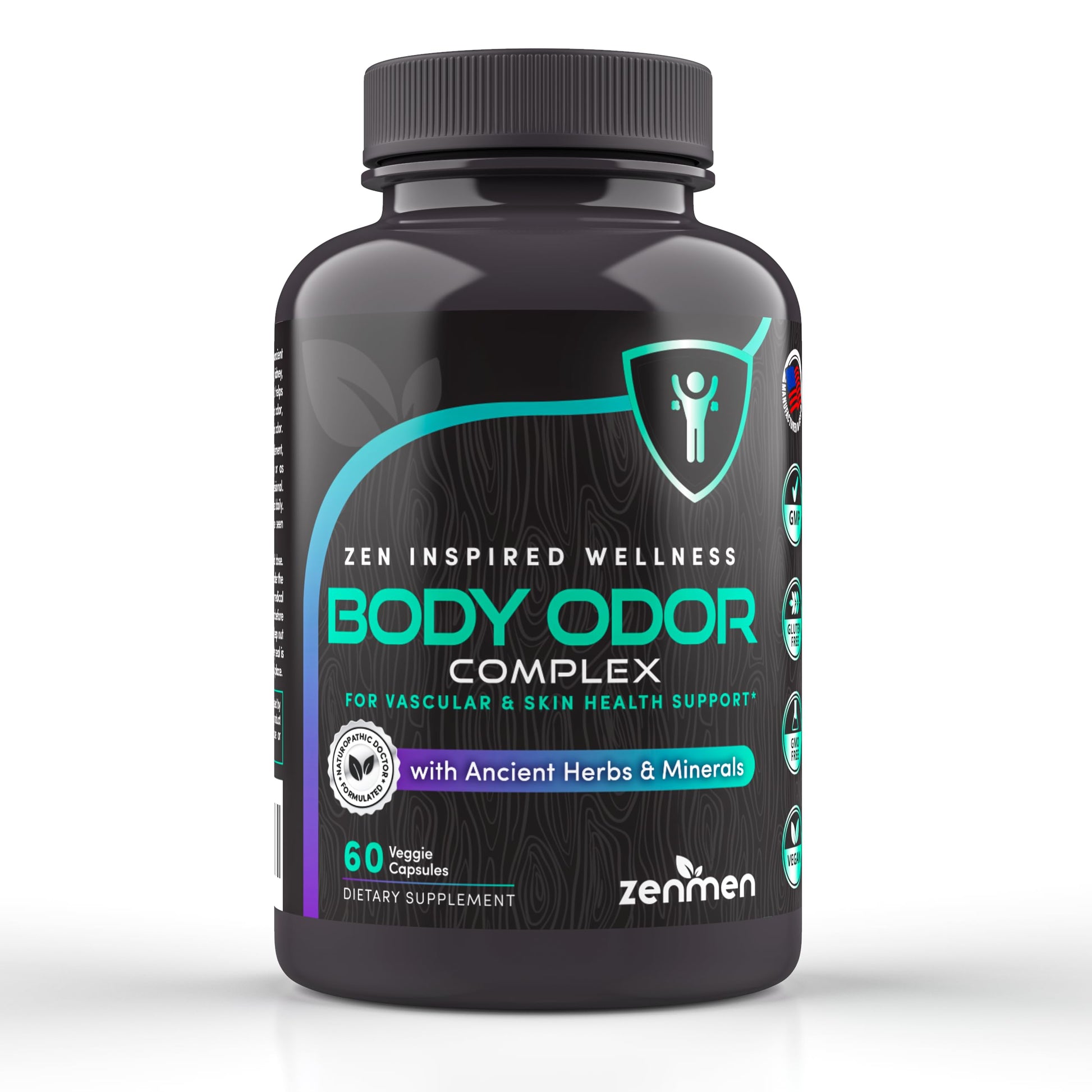 Zenmen Chlorophyll & Zinc Capsules - Internal Deodorant Supplement for Whole Body Freshness & Digestive Comfort, 60 Capsules