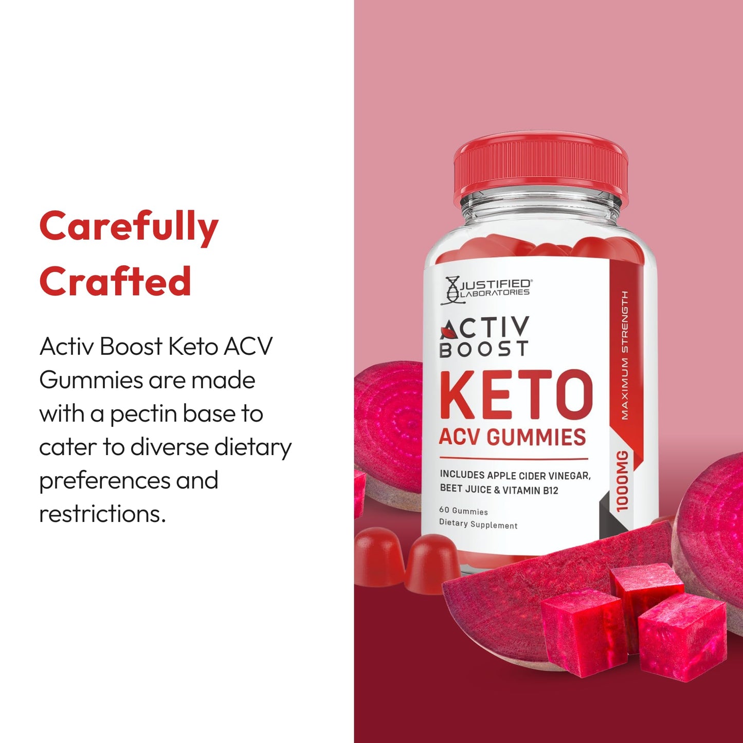 Justified Laboratories Activ Boost Keto ACV Gummies, 120 Gummies