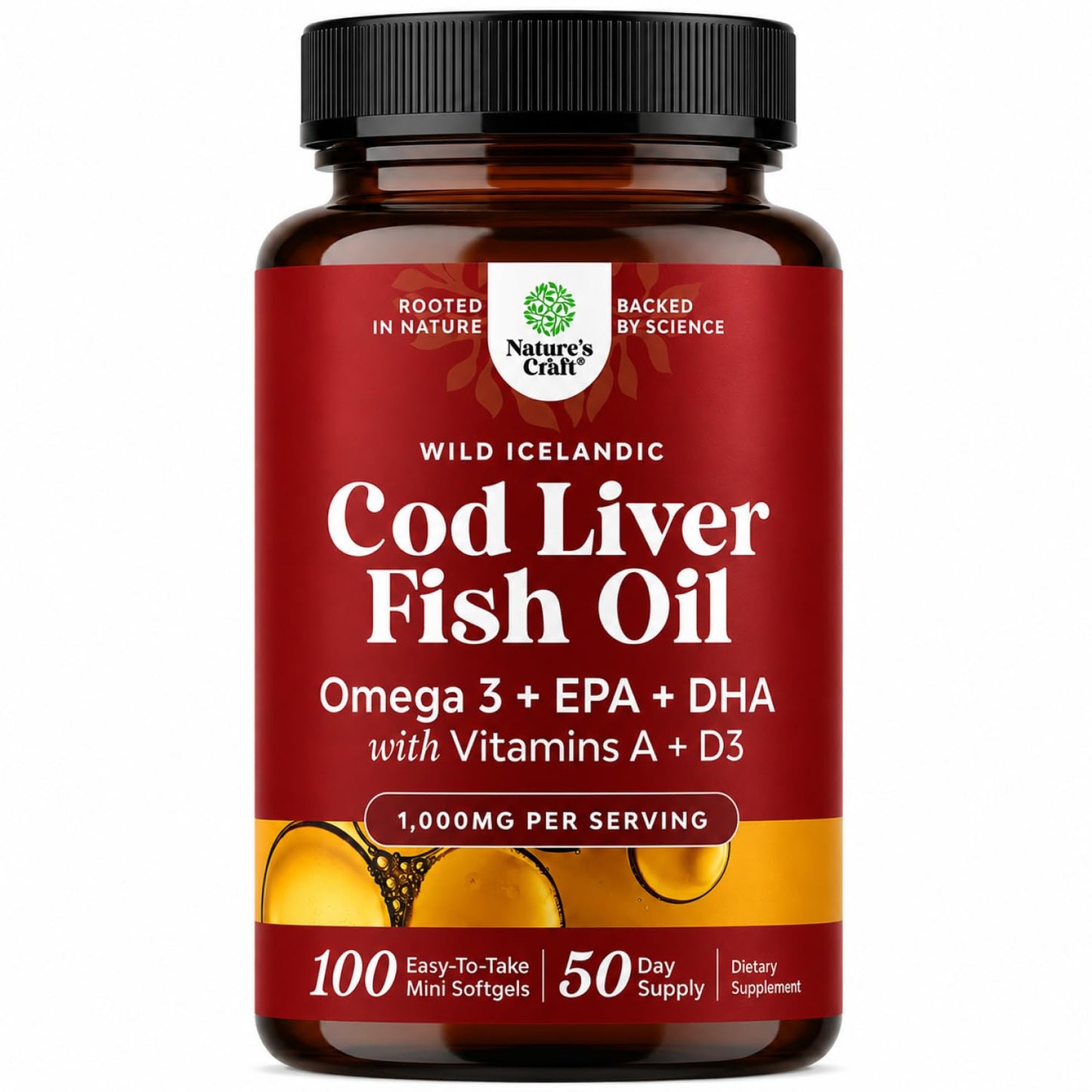 Natures Craft Icelandic Cod Liver Oil Softgel 100 Count