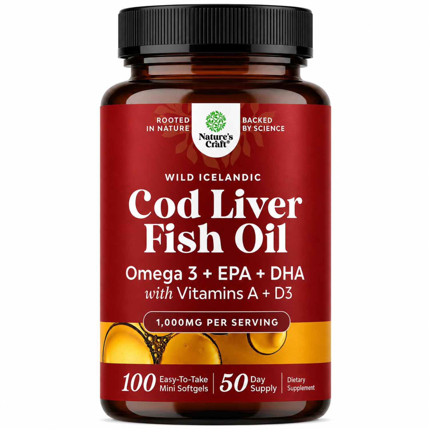 Natures Craft Icelandic Cod Liver Oil Softgel 100 Count