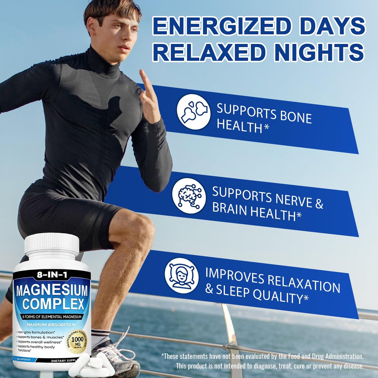MIRACLE OFFICIAL Magnesium Complex 8-in-1 Elemental 1000mg Capsules, 90 Count