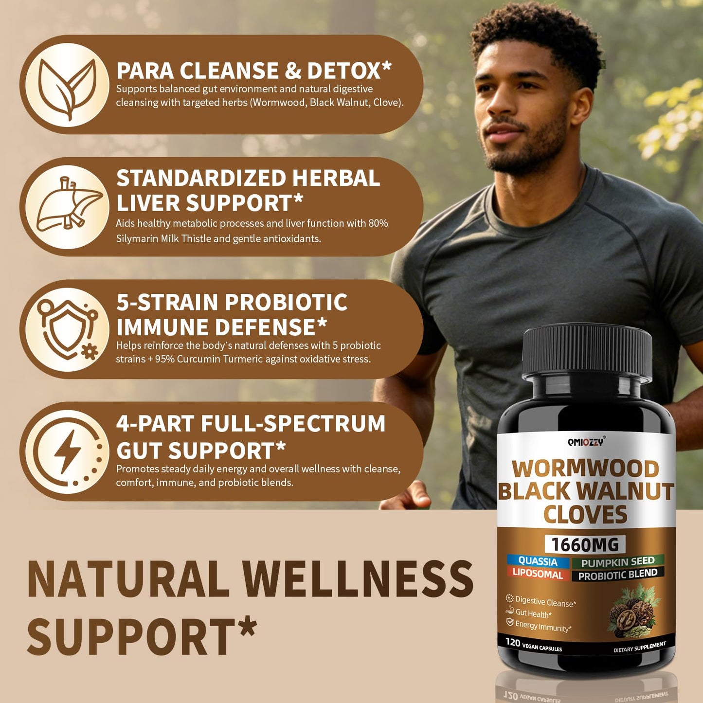 Qmiozzy Wormwood Black Walnut Clove Parasite Cleanse Capsule 117 Count