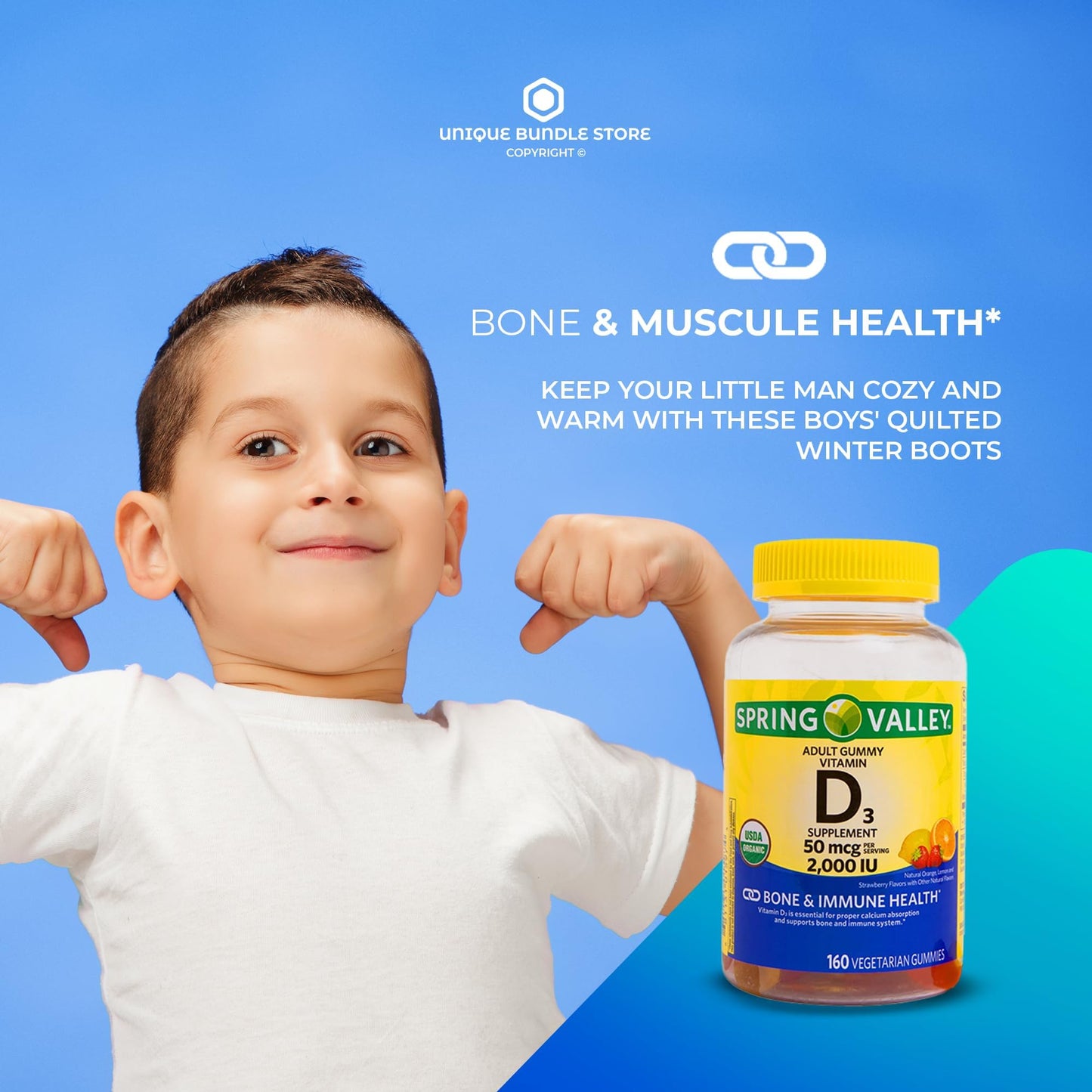 Unique Bundle Store Vitamin D3 2000 IU Gummies 160 Count