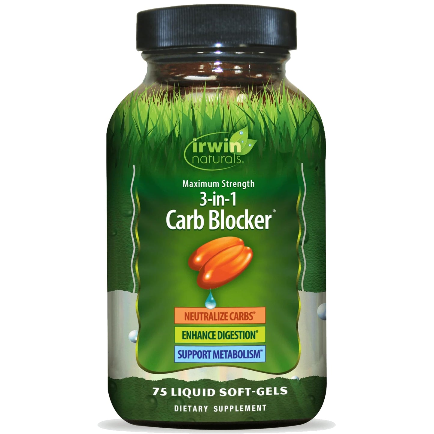 Irwin Naturals 3-in-1 Carb Blocker Softgels, 75 Count