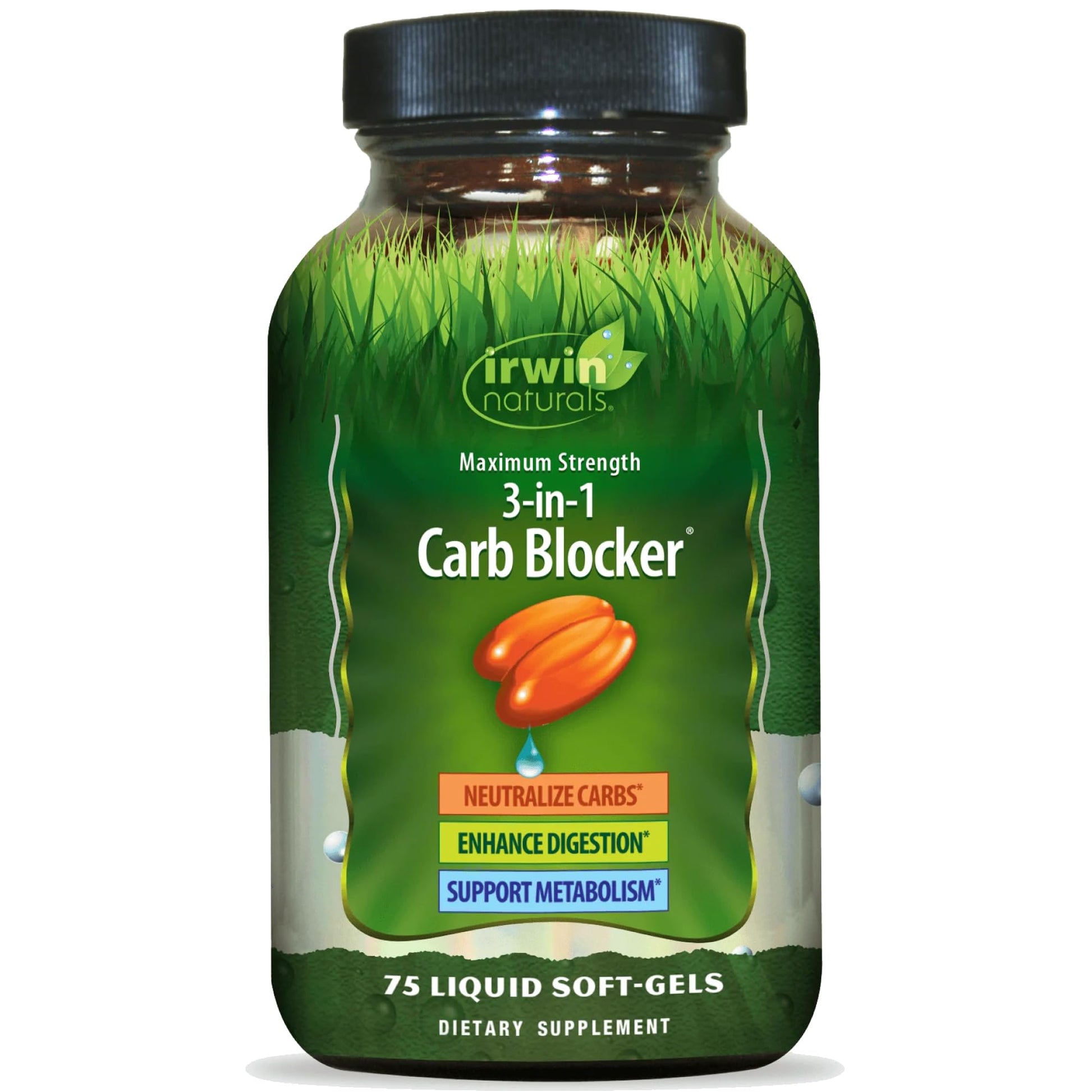 Irwin Naturals 3-in-1 Carb Blocker Softgels, 75 Count