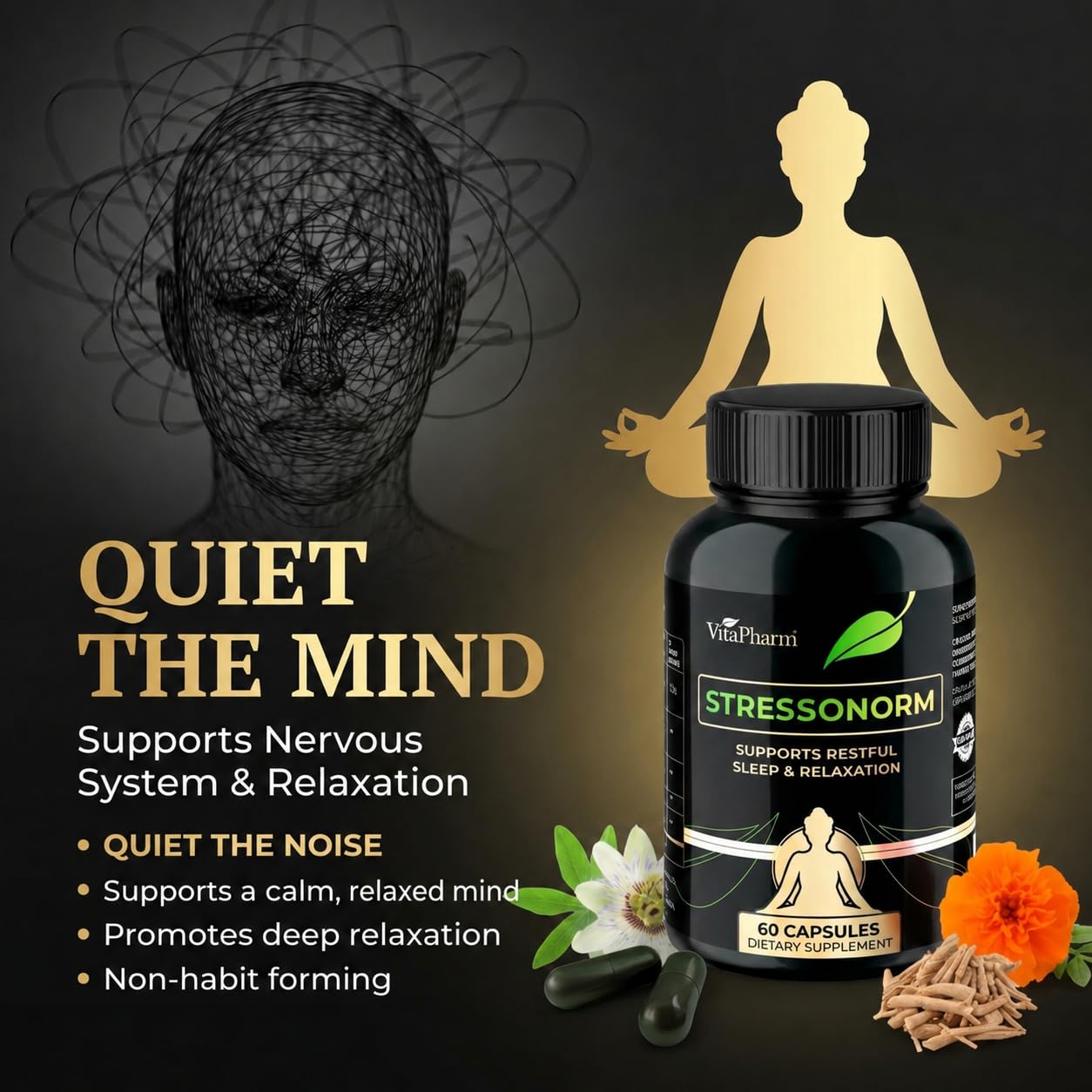 VitaPharm Stressonorm Ashwagandha & Magnesium for Stress, Calm & Better Sleep Capsule, 60 Capsules
