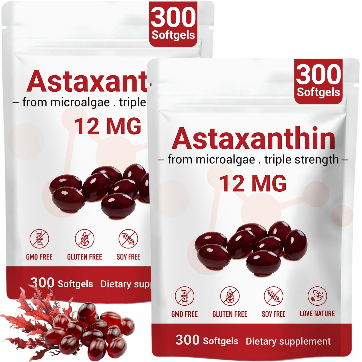Biorizvo Astaxanthin 12mg with MCT Oil Capsules, 600 Capsules