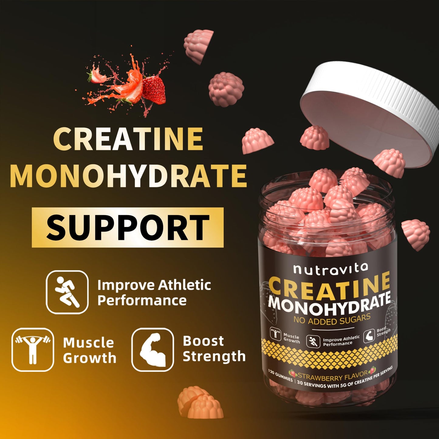 Nutravita Creatine Monohydrate Gummies 120 Count