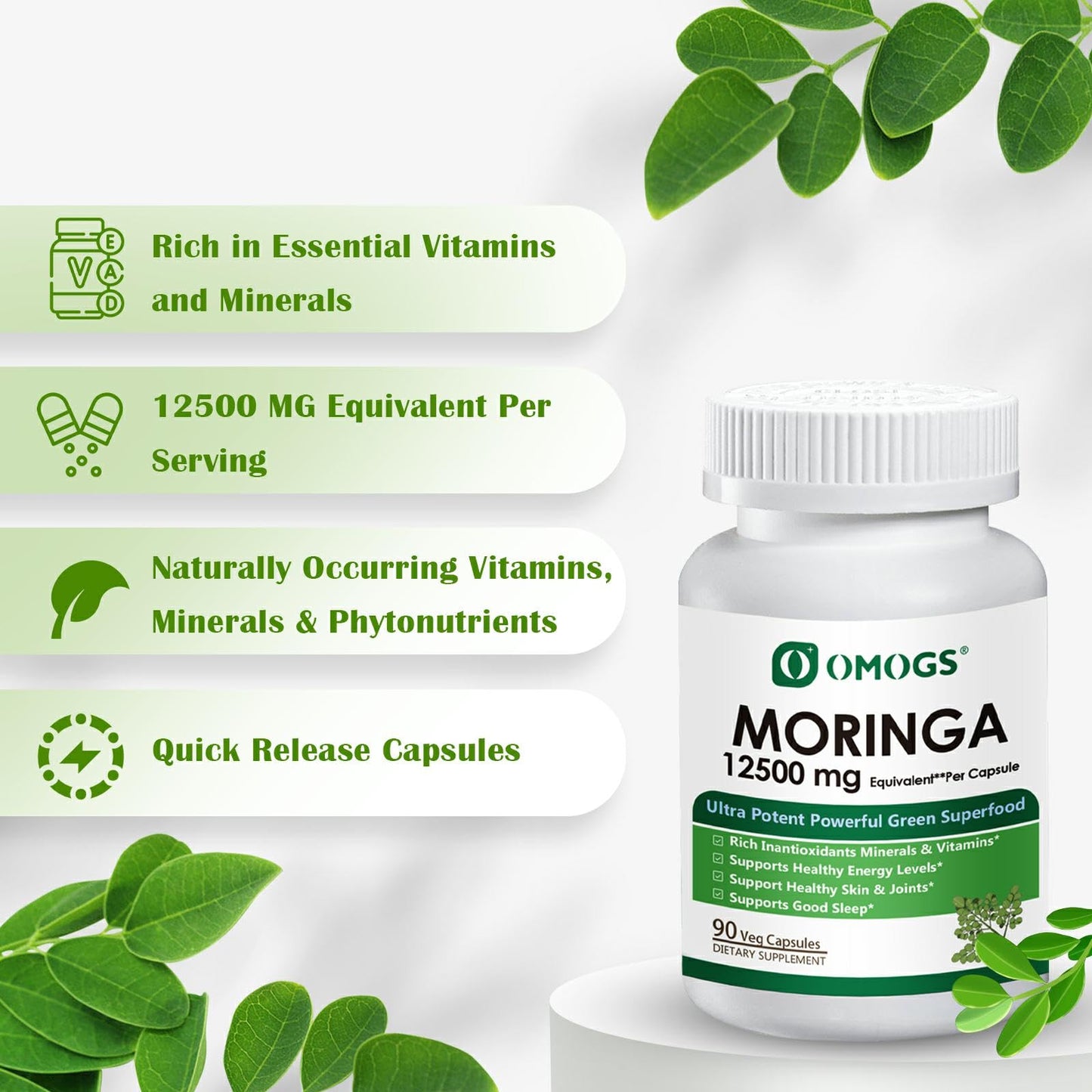 OMOGS Moringa Capsules Capsule, 1 Count