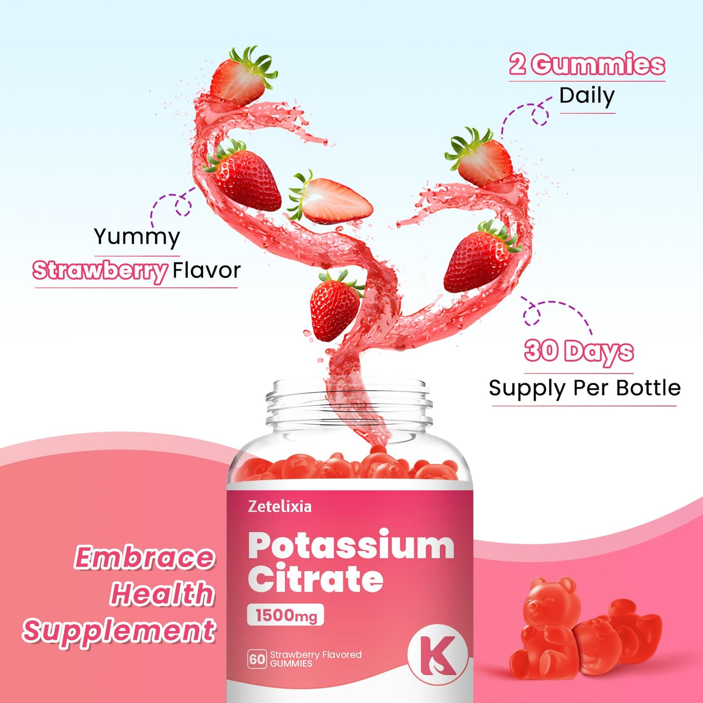 Zetelixia Potassium Gummies 60 Count