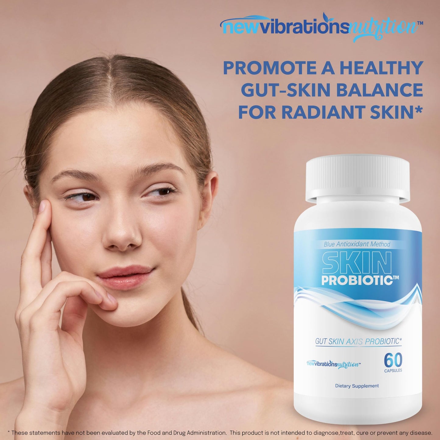 New Vibrations Nutrition Skin Probiotic Capsule, 60 Count