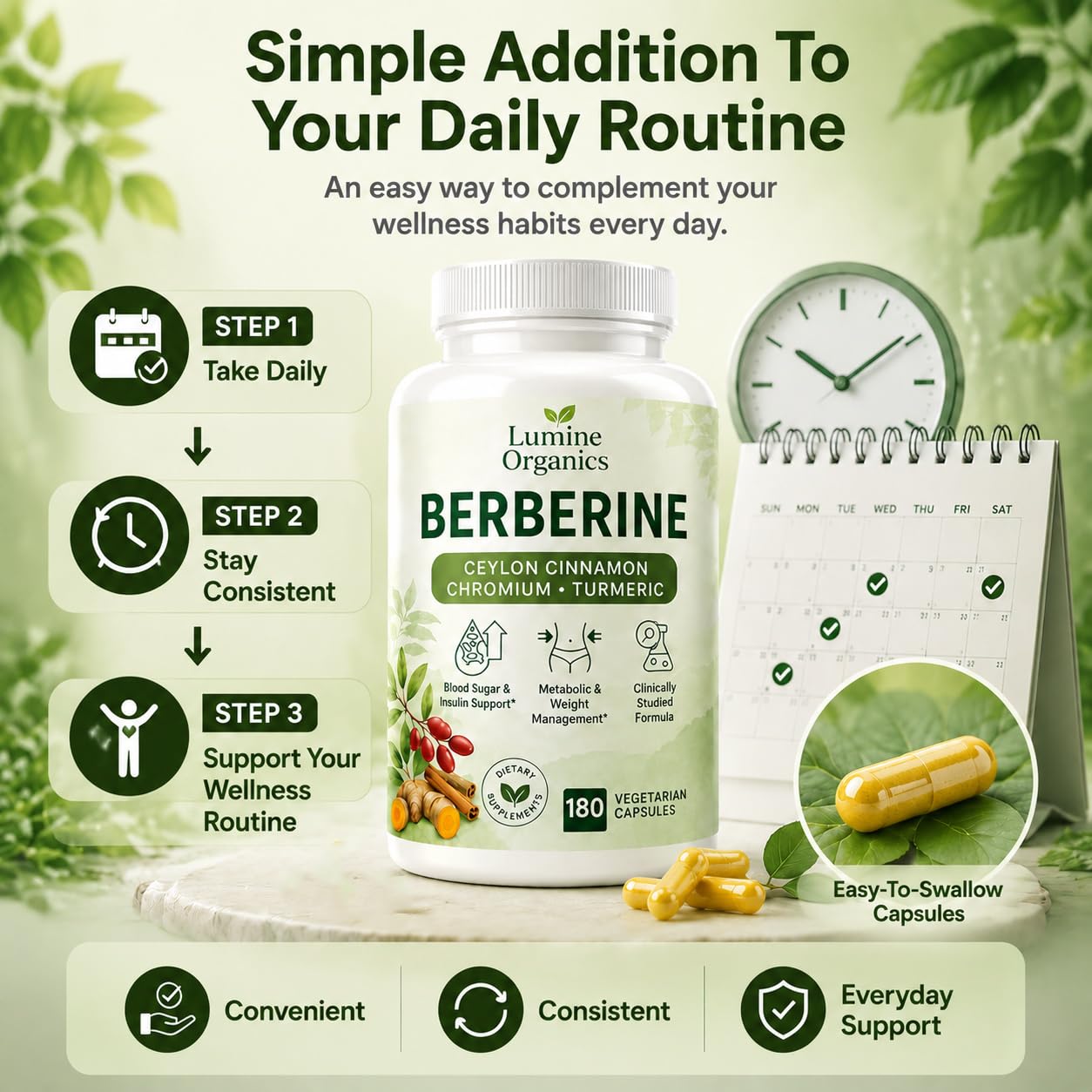 Lumine Organics Berberine Berberine Complex 4-in-1 with Ceylon Cinnamon & Turmeric - Everyday Metabolic Support & Nutrient Utilization, Softgels, 180