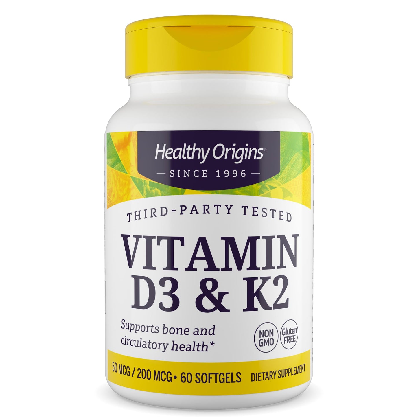 Healthy Origins Vitamin D3 & K2 Softgels, 60 Count