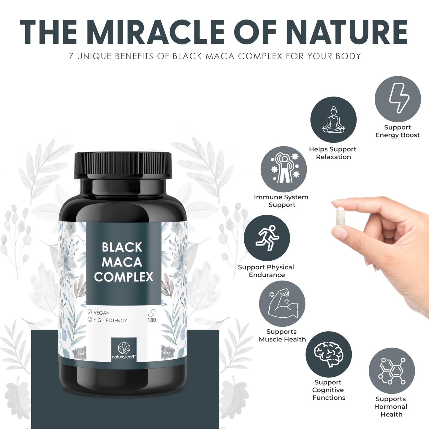 naturalkraft Black Maca Complex Capsules 180 Count