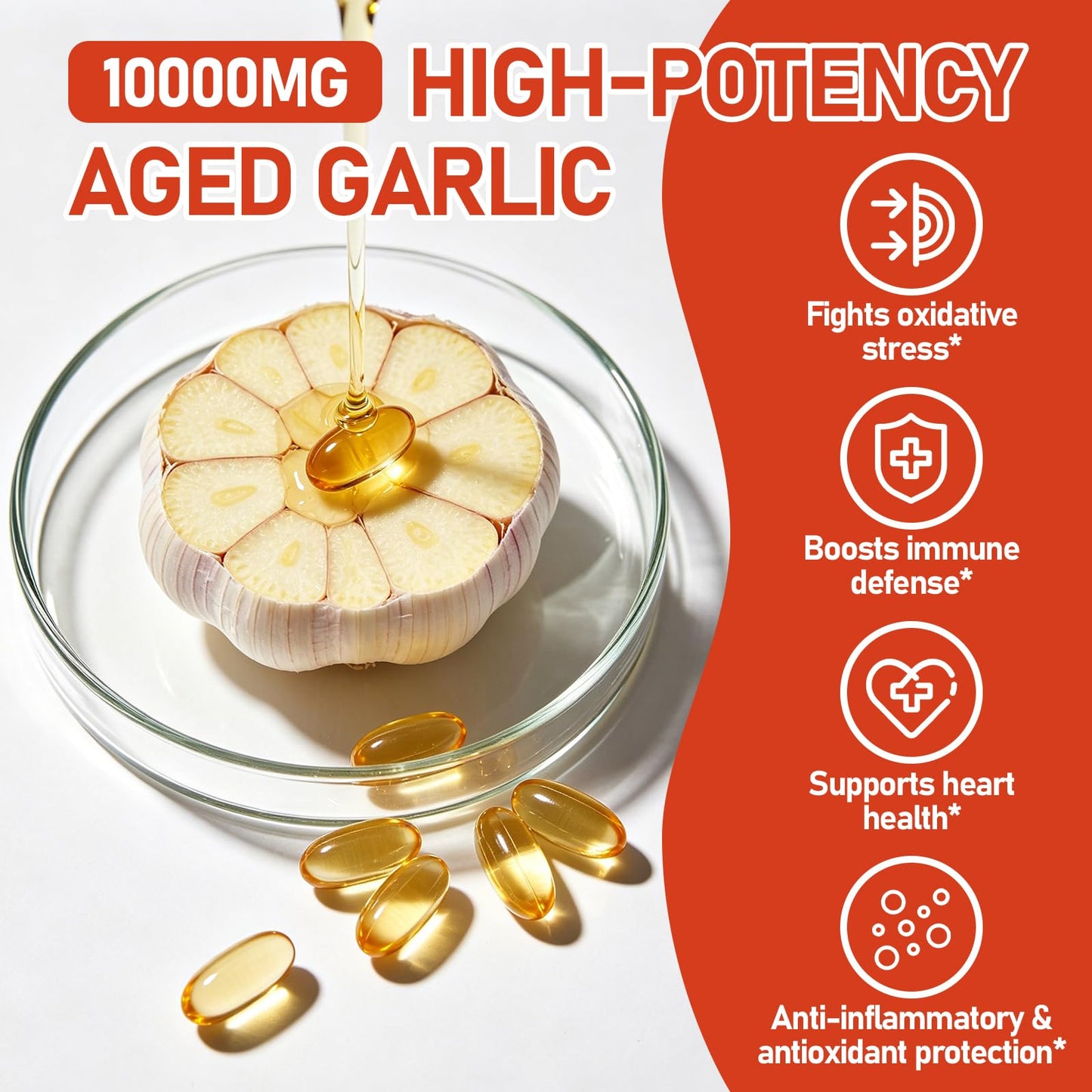 HACIRJNG Organic Odorless Aged Garlic Extract Softgels, 300 Count