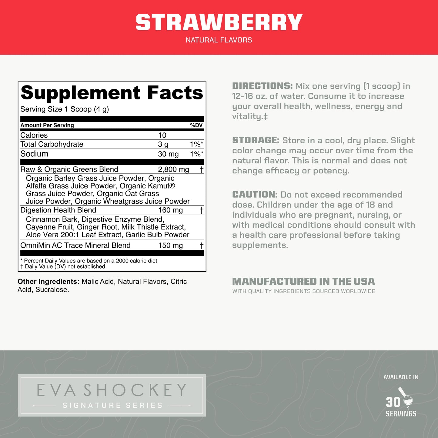 MTN OPS Daily Greens Superfood Powder Strawberry, 30 Servings