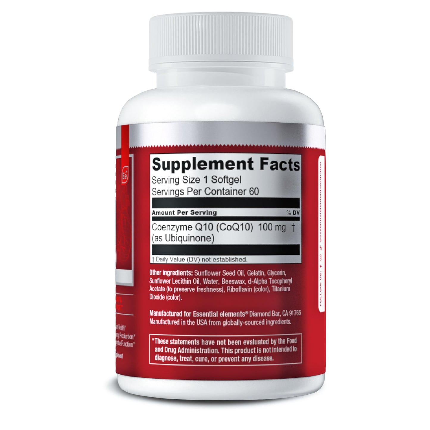 Essential Elements CoQ10 100mg Softgels 60 Count